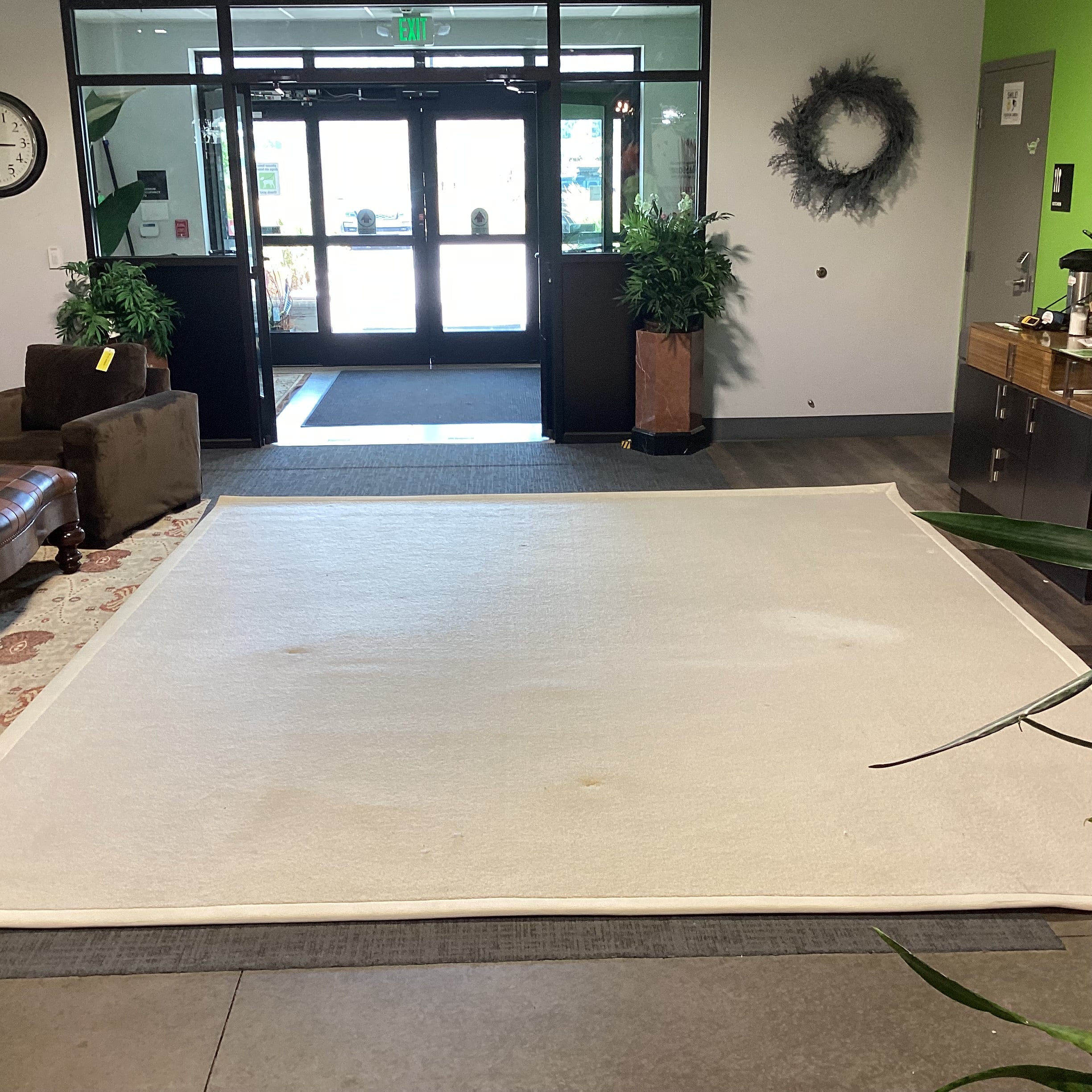 Custom Ivory & Cream Cut & Loop Wool with Border Rug 11' 7" x 13'