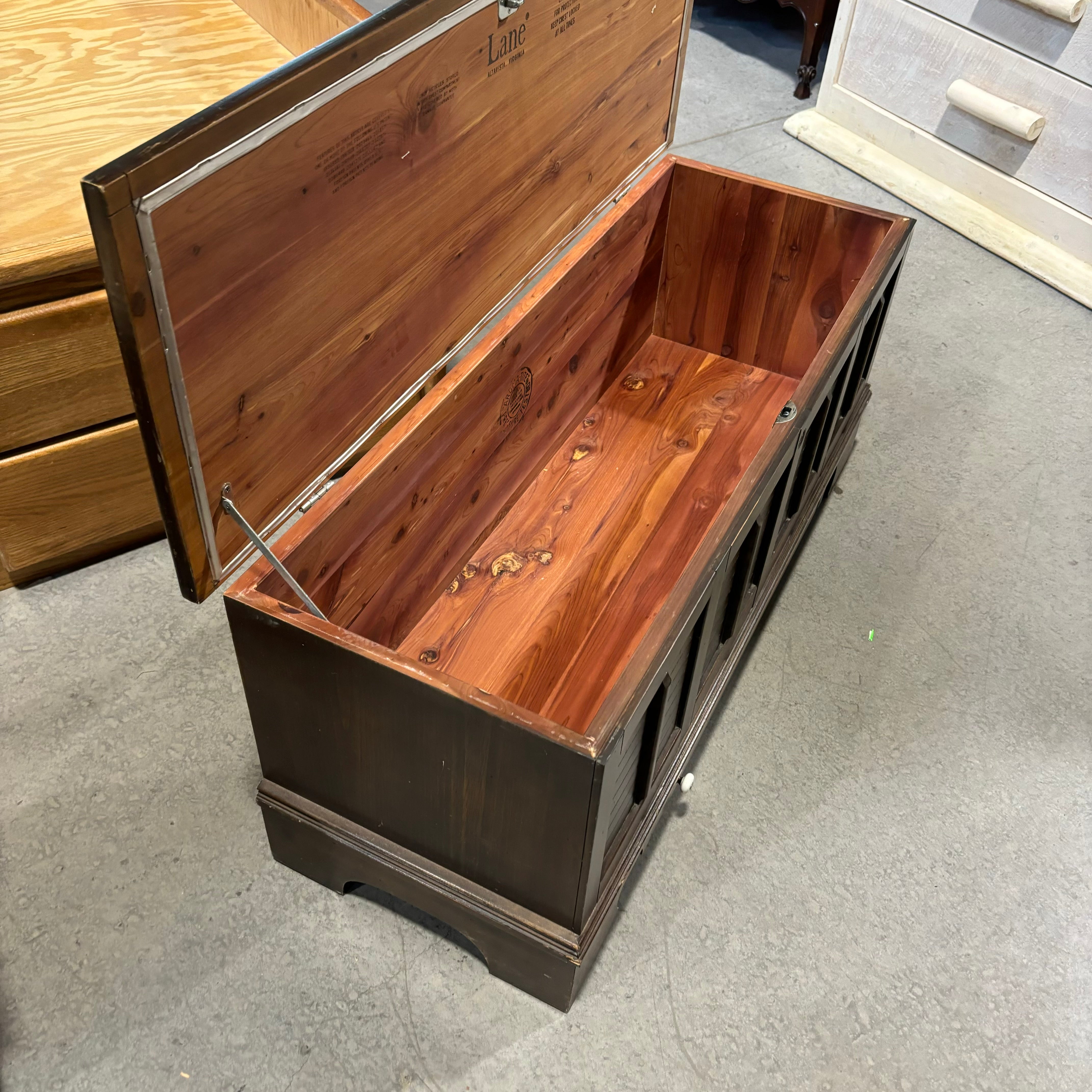 Lane Dark Wood Shutter Front Cedar Lined Trunk 44"x 16"x 19"