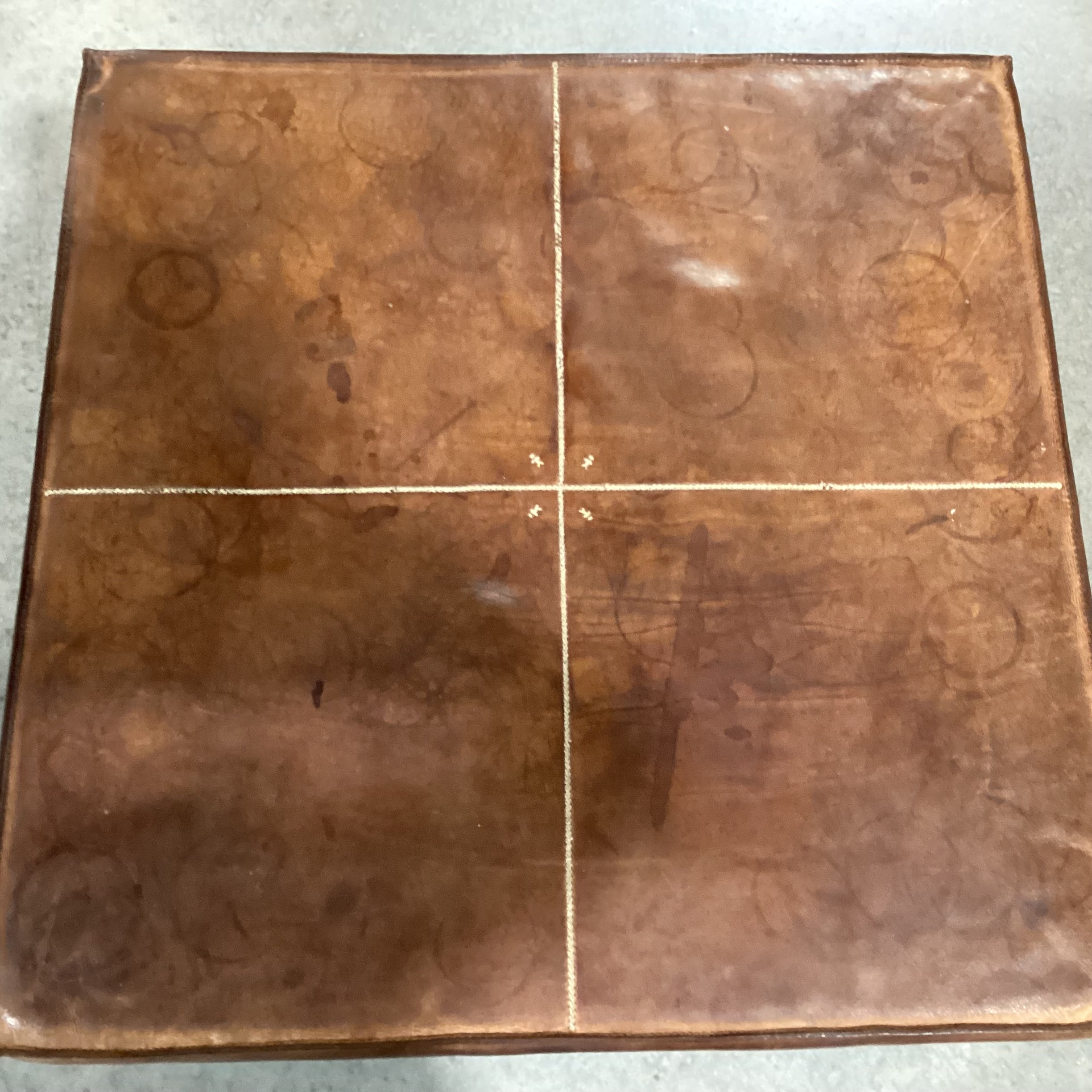 Leather with Stitching Square Ottoman 30"x 30"x 17.5"