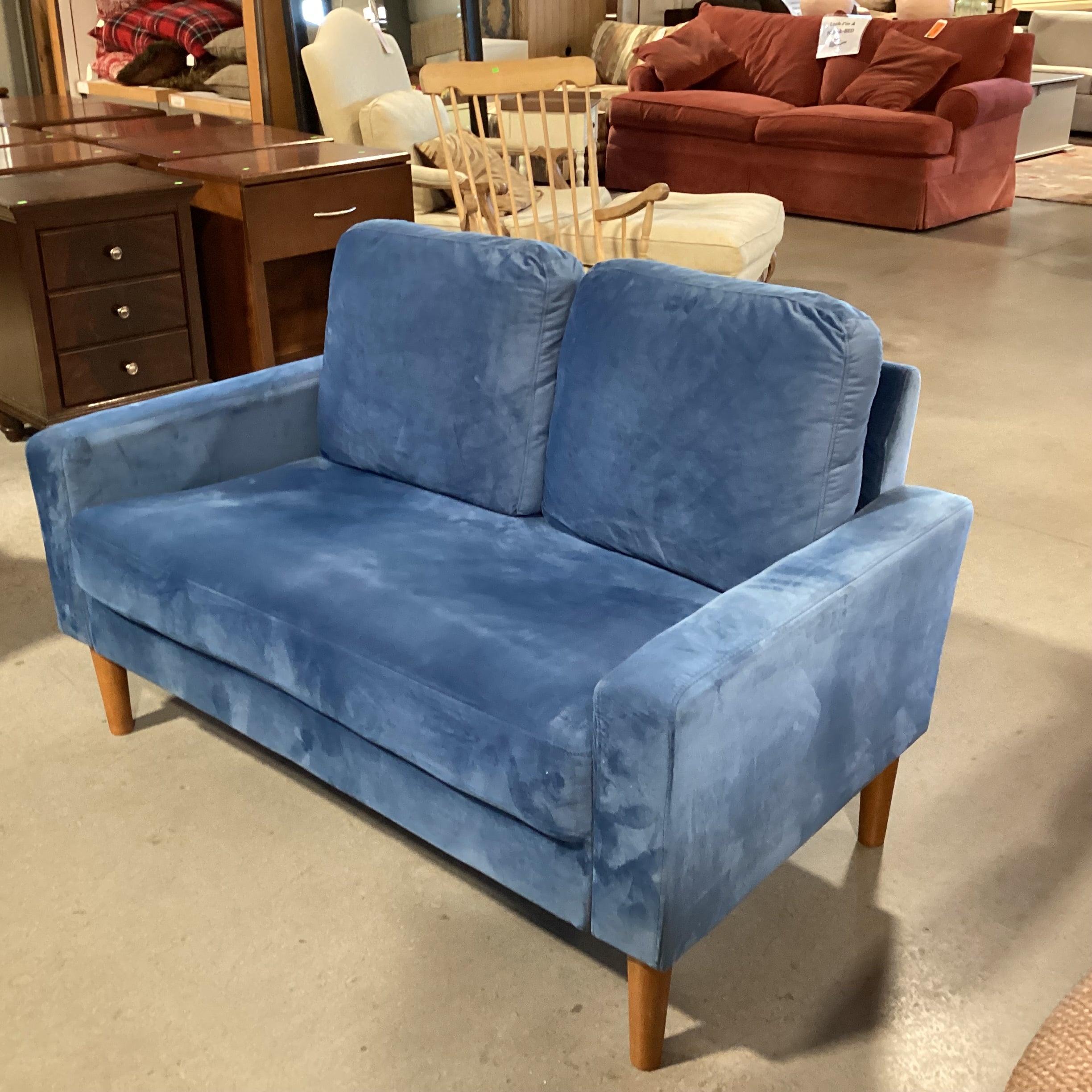 Sky Blue Plush Loveseat Sofa 52"x 30"x 30"