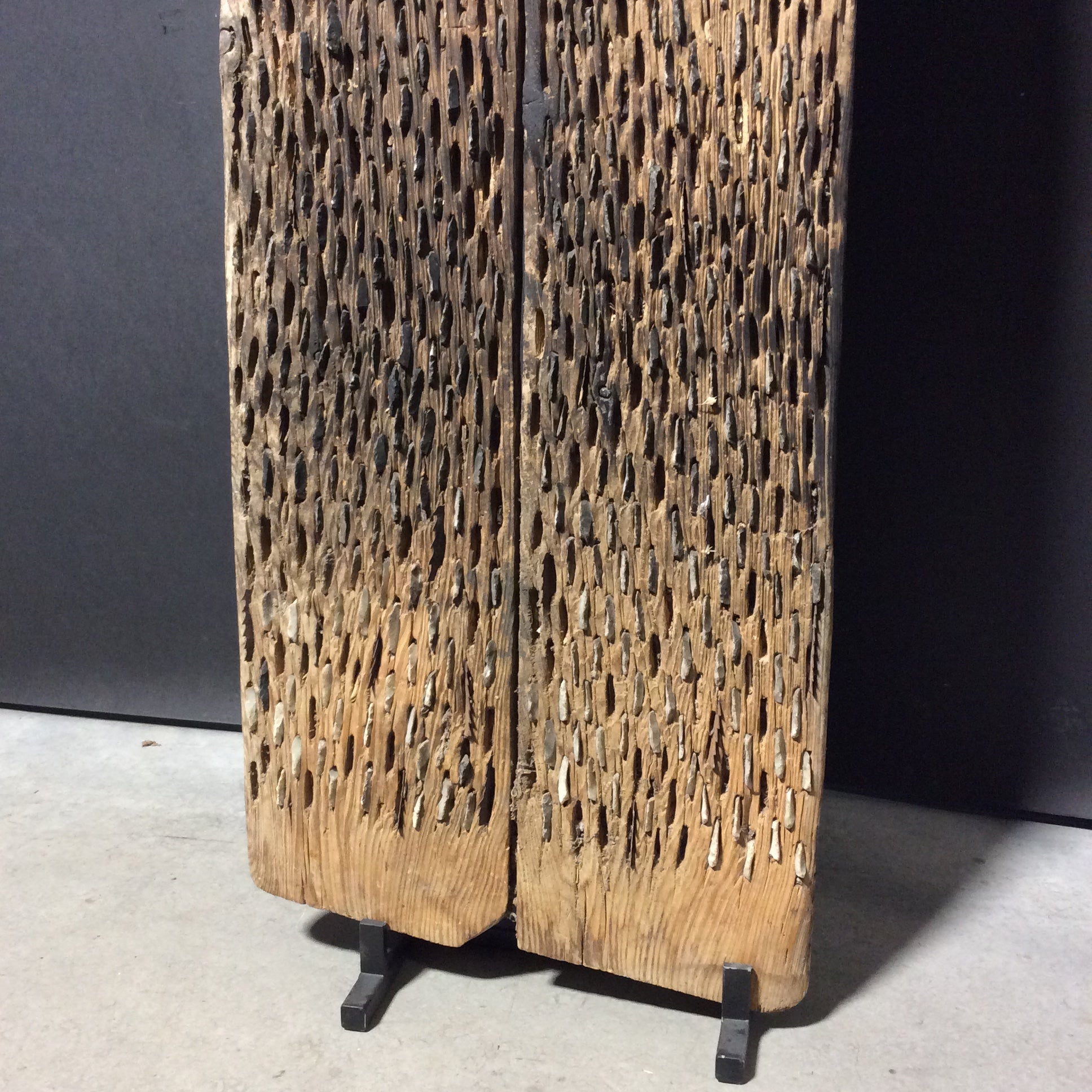 Antique 19th Century Flax Seed Thresher With Custom Metal Stand (S&SB) 23" W x 24" D x 64" H