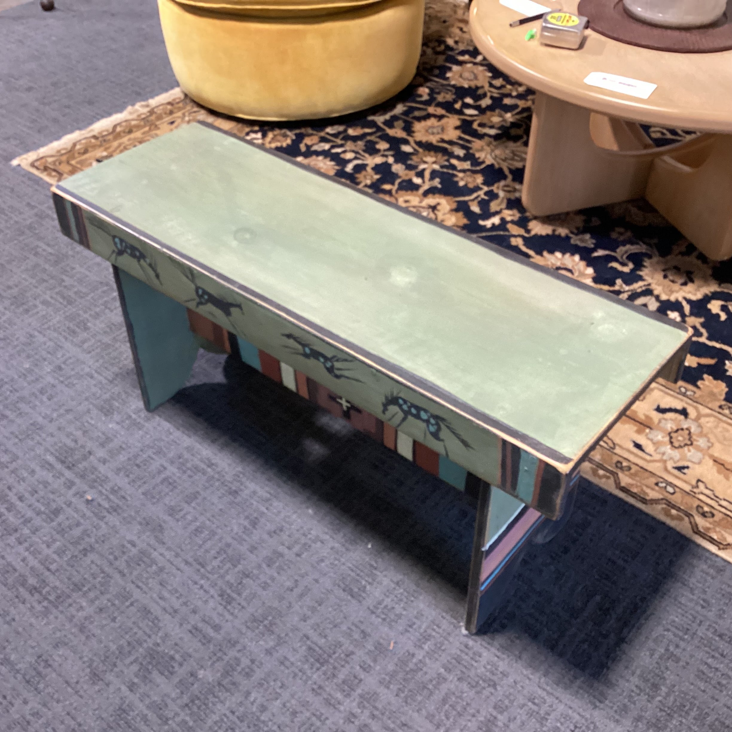 Southwest with Horses Green Rust Black Wood Bench 36"x 12.5"x 17"
