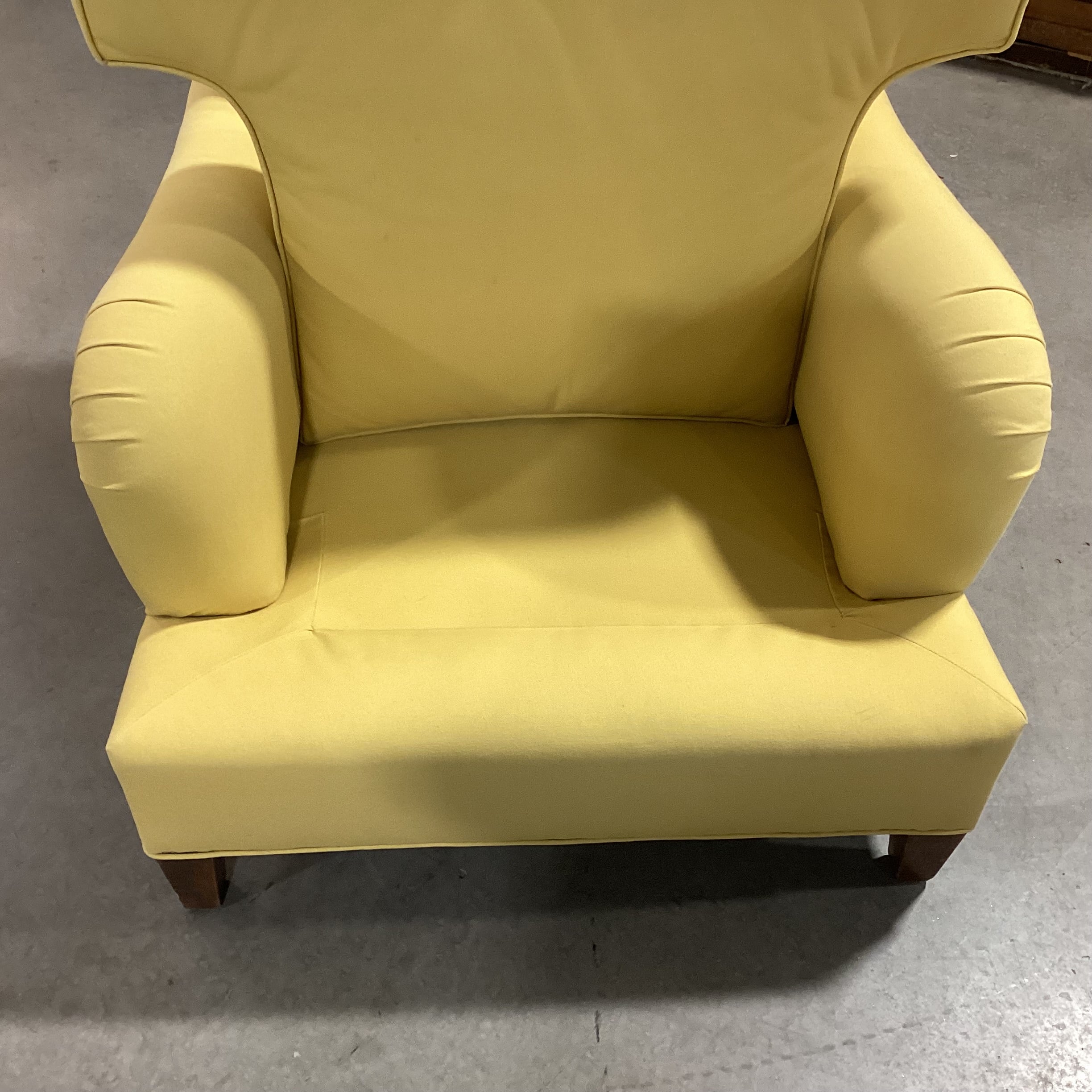 Custom Yellow Canvas Style & Down Roll Back & Arm Detail Chair 34"x 38"x 35"