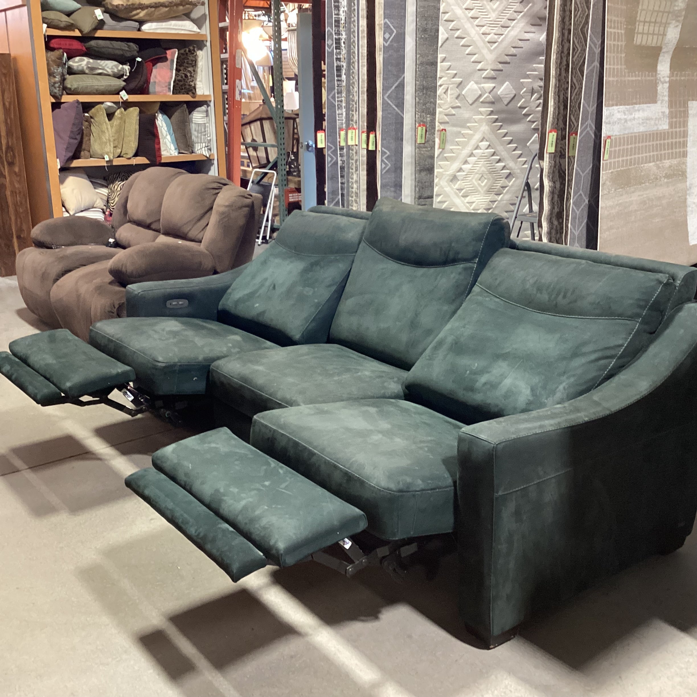 American Leather Furniture Jade Ultra Suede Power Reclining Sofa 94"x 41" to 68"x 41"