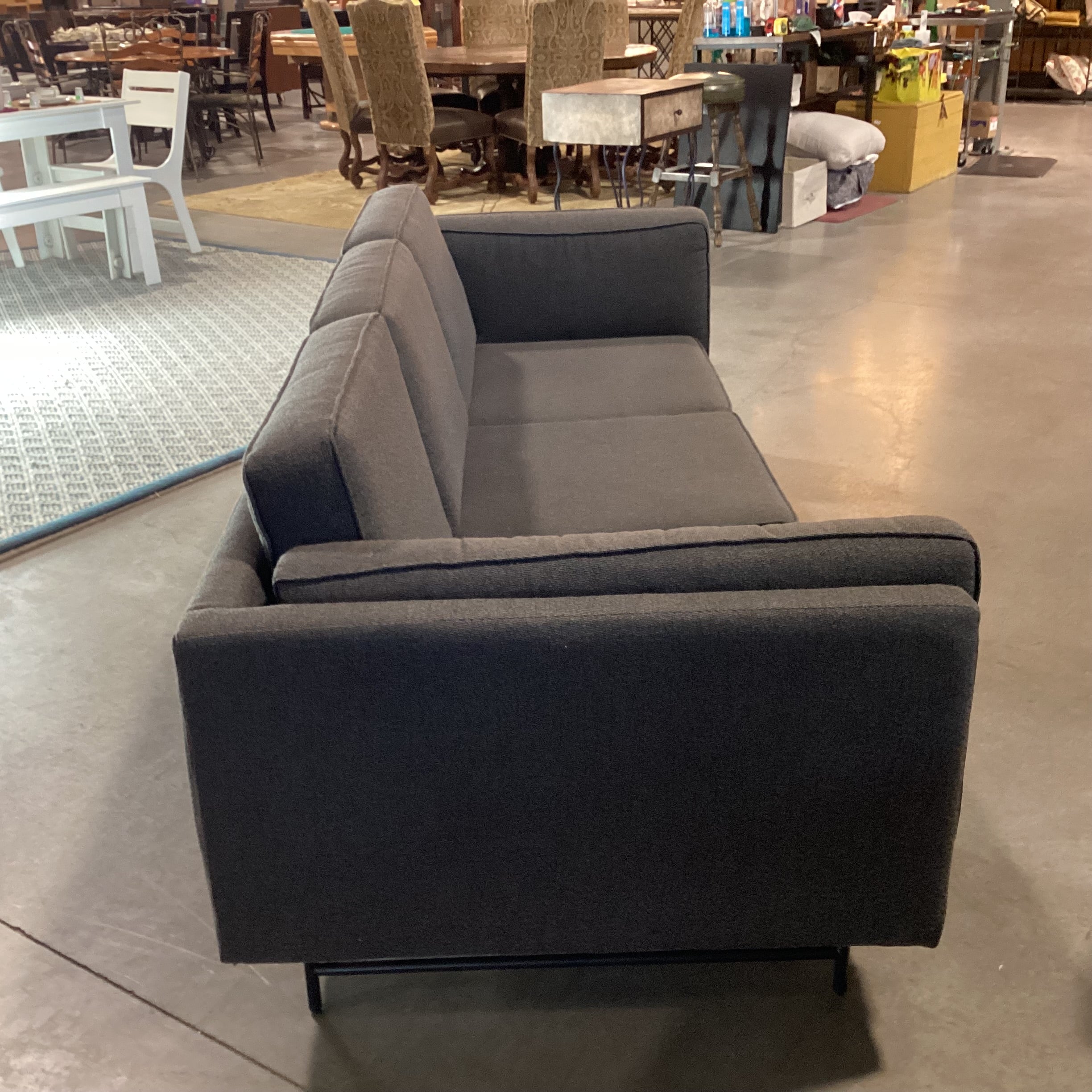 Blu Dot Modern Dark Grey 3 Seat Bank Sofa 96"x 36"x 26"