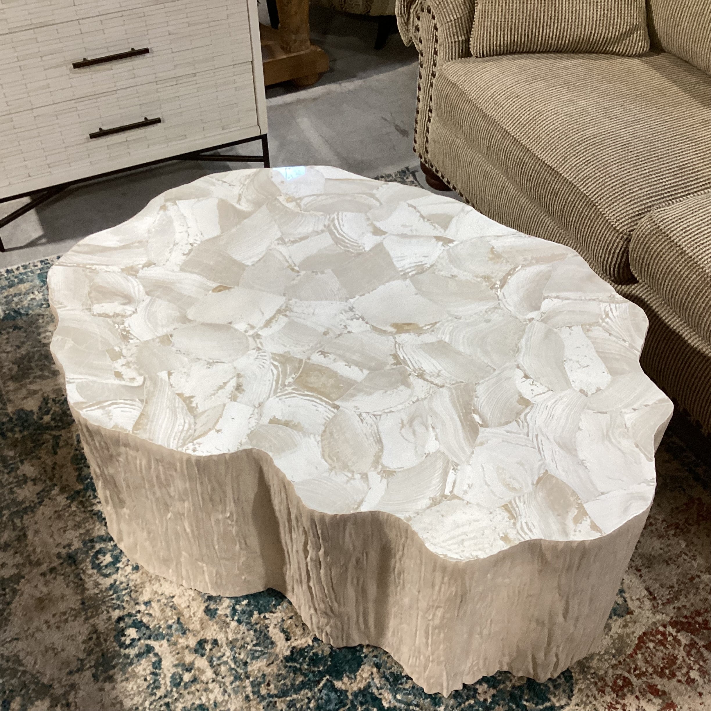 Camilla Fossilized Clam Shell Coffee Table 48"x 35"x 17"