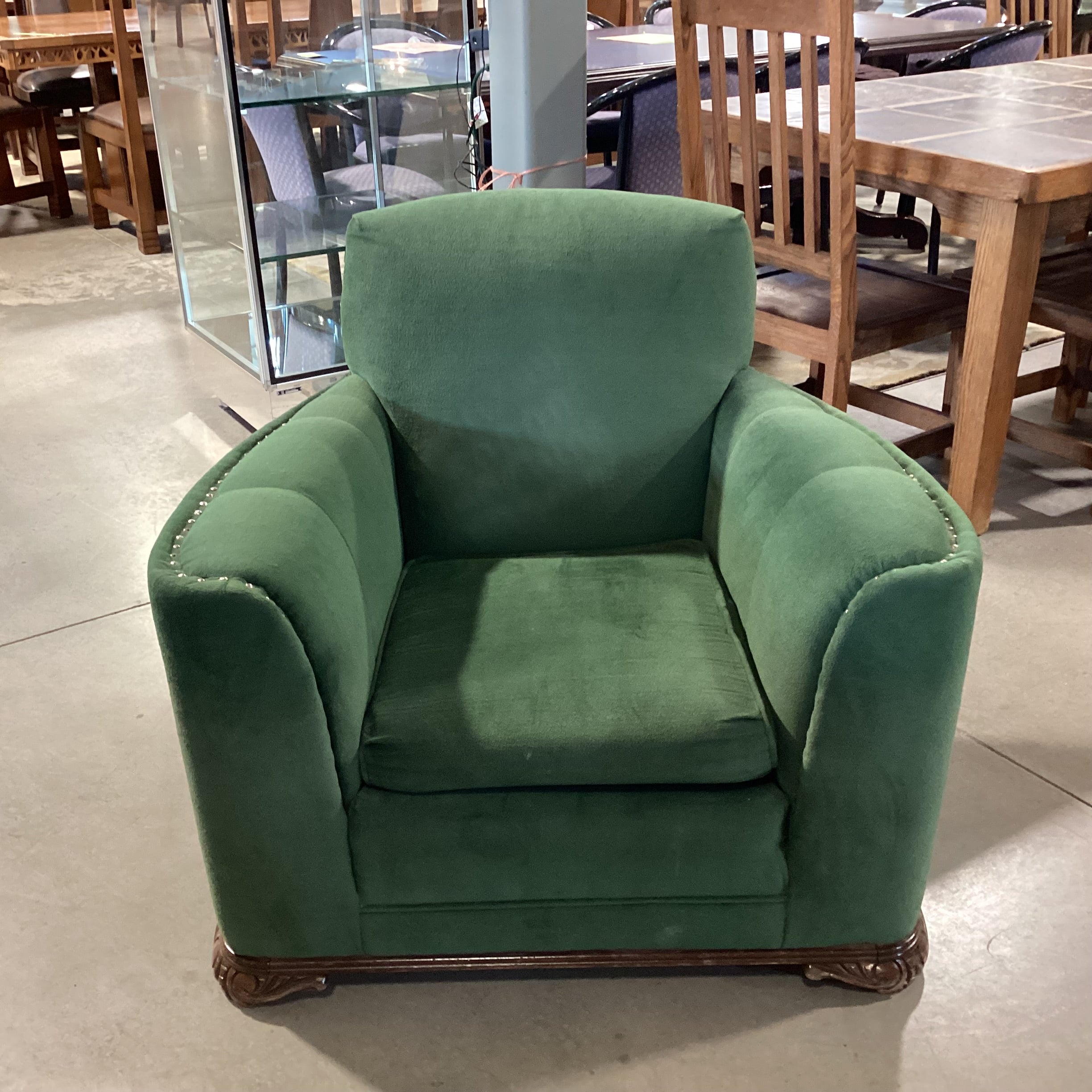 Vintage Antique Green Nailhead Accent Club Chair 38"x 34"x 32"