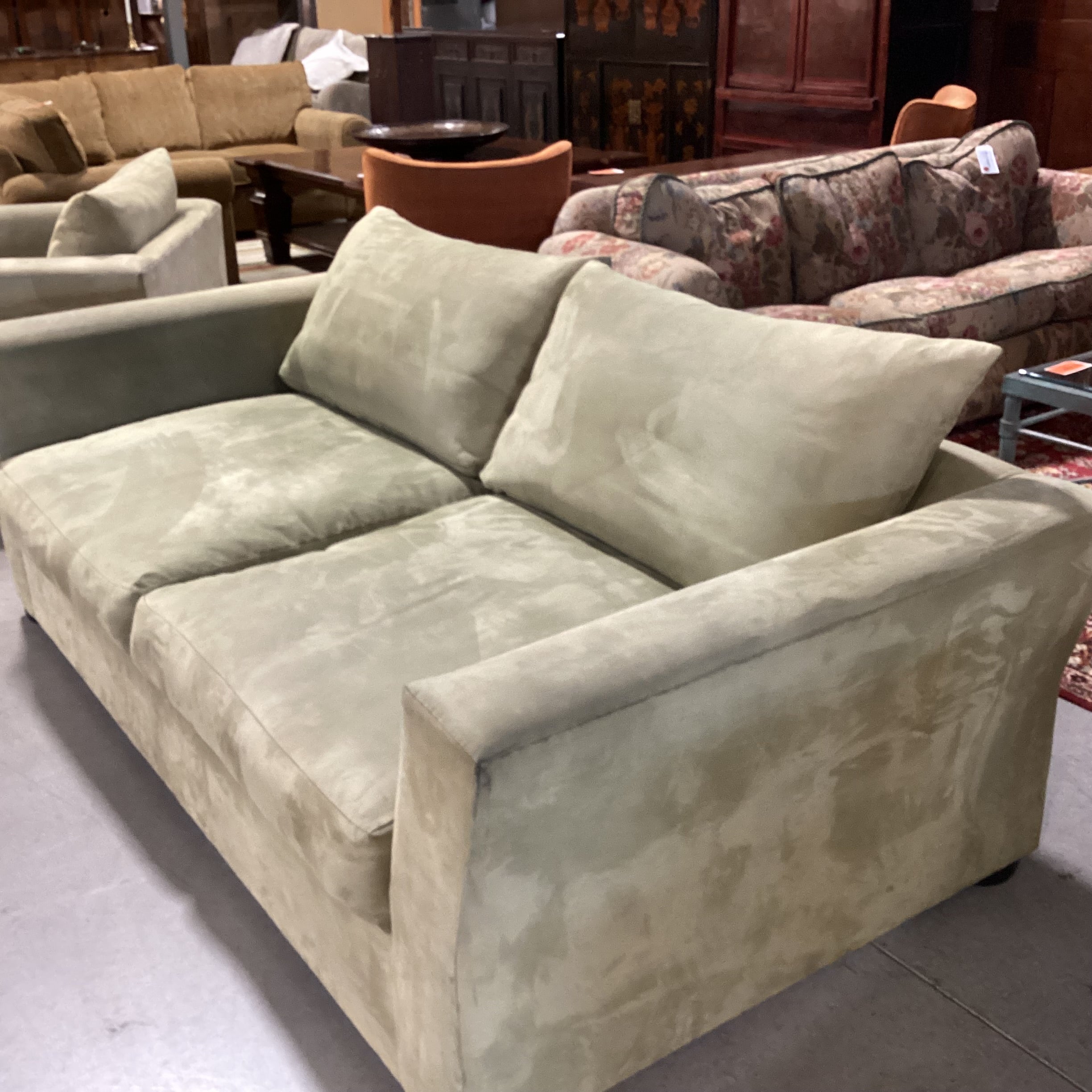 Light Sage Ultra Suede Sofa 87"x 43"x 27"