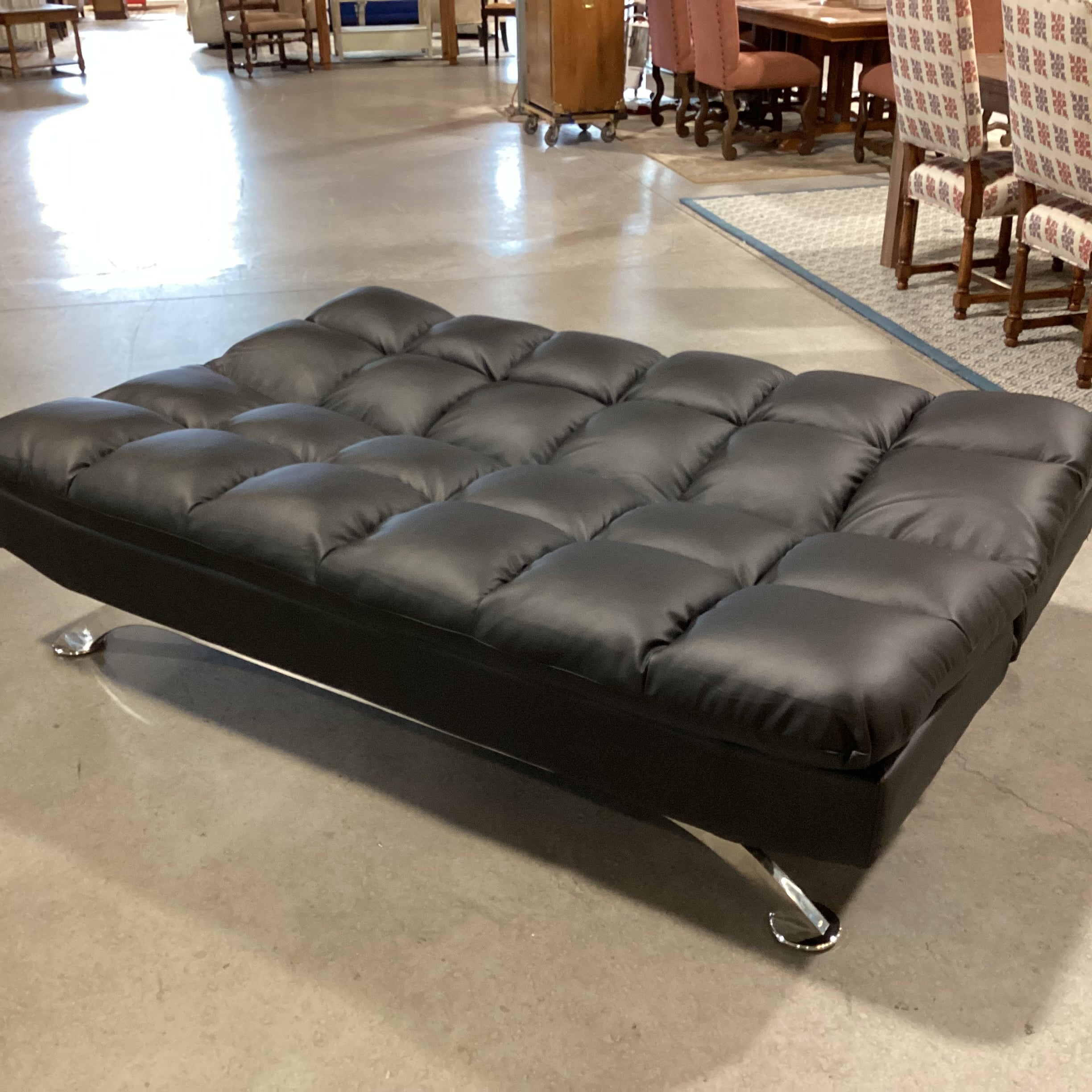 Black Faux Leather Futon Sofa 71"x 32" to 45"x 34"