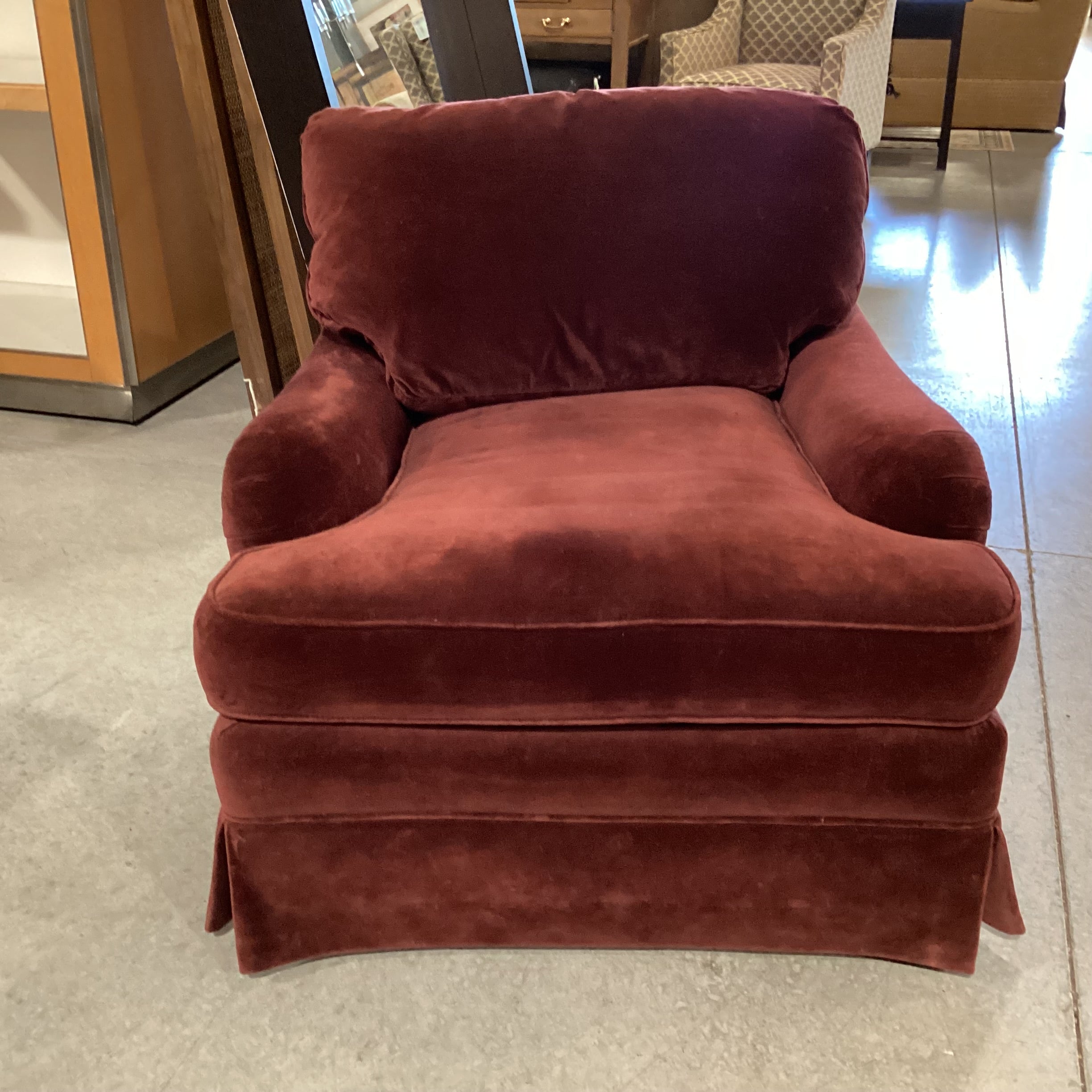 Lee Industries Claret Velvet Down Mix Chair 33"x 38"x 29"