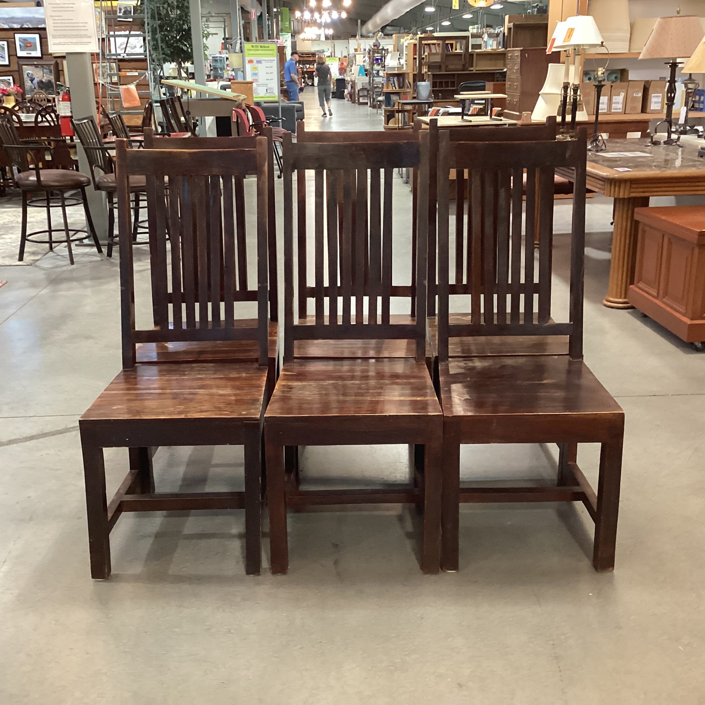 SET of 6 Dark Finish Solid Mango Wood Dining Chairs 18"x 22"x 44"