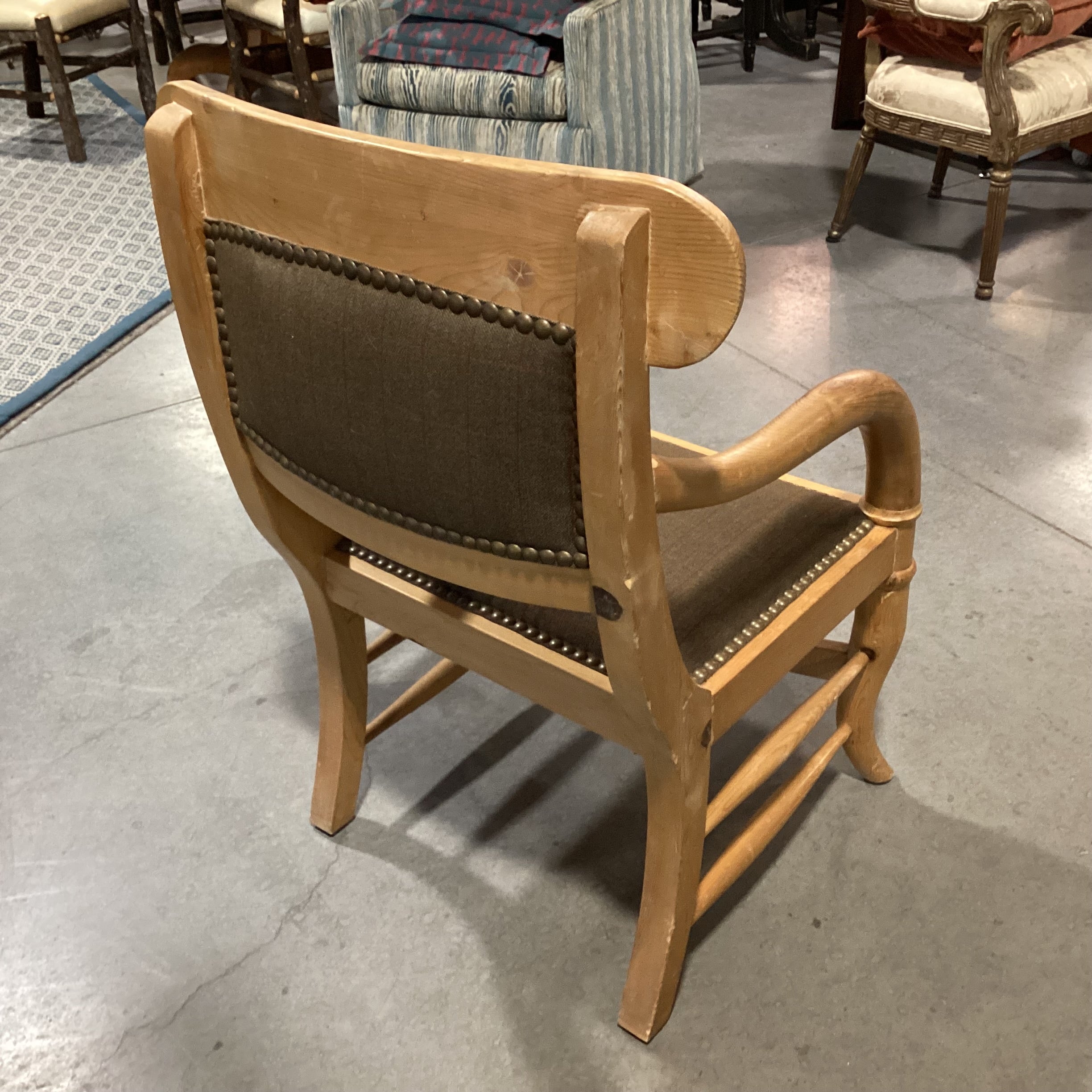 Buffalo Bill Style with Wool Plaid Nailhead Chair 28"x 24"x 39"