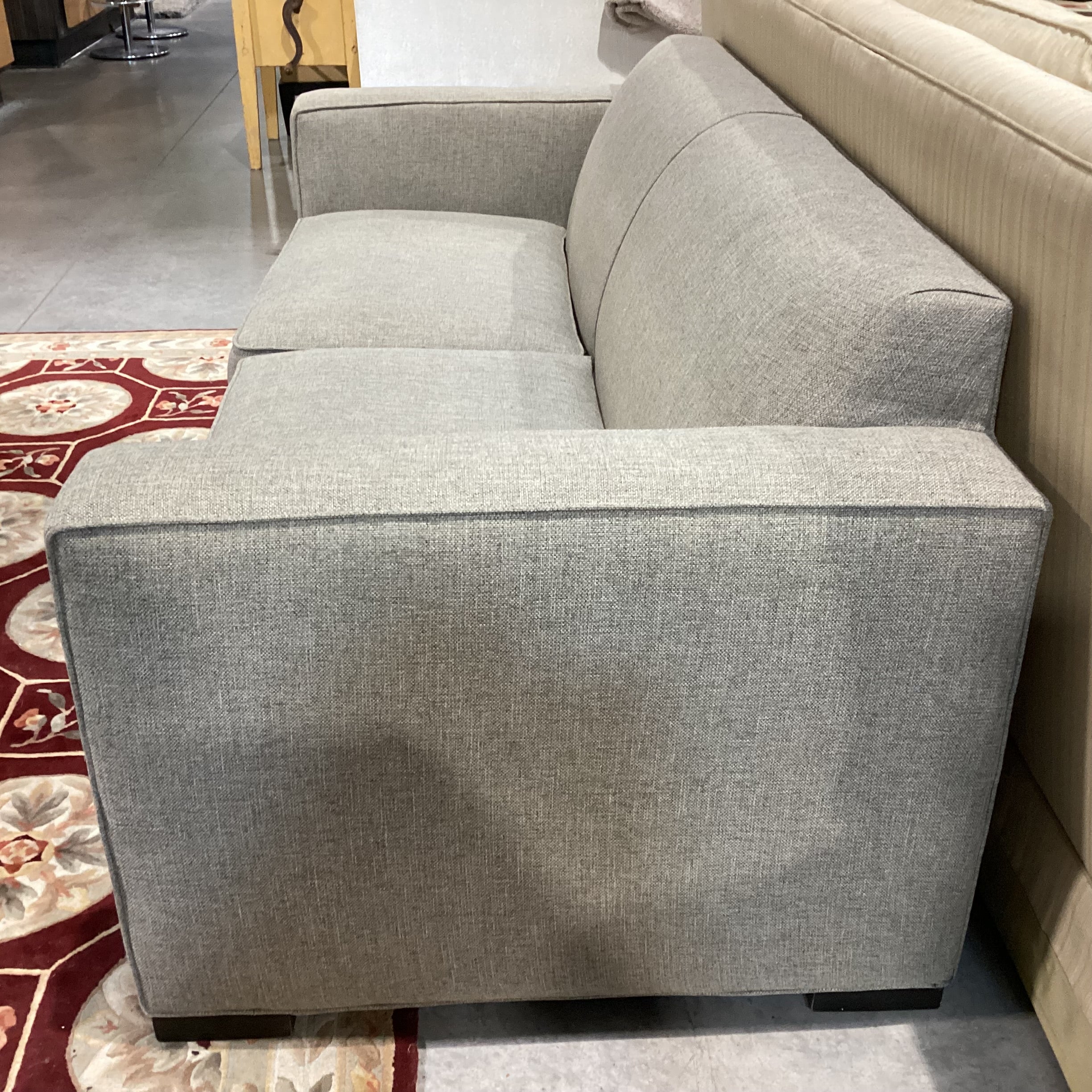 McCreary Modern Room & Board Heathered Beige Grey Woven Modern Track Arm Sofa 82"x 36"x 32"