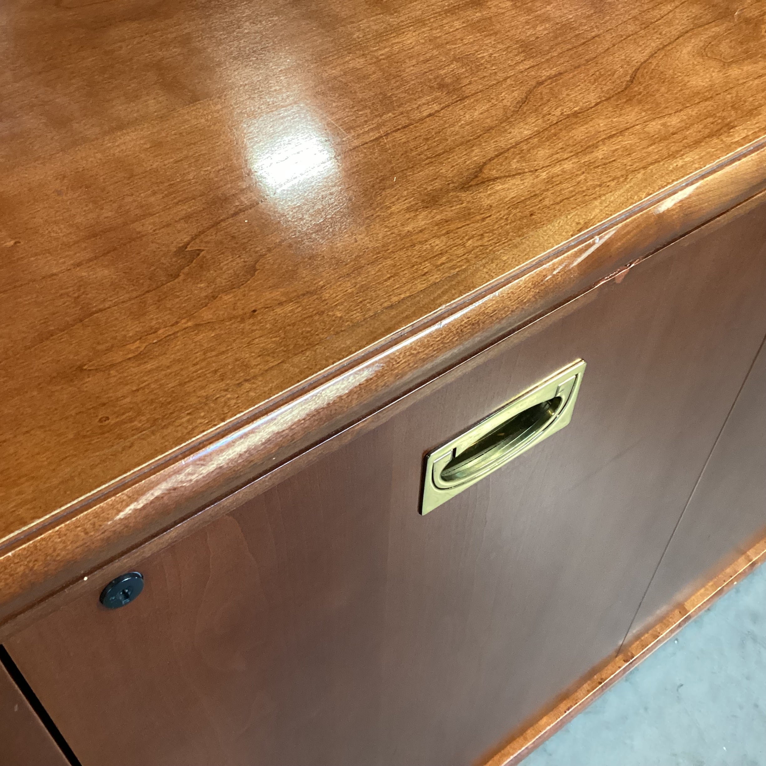 Cherry Finish Veneer & Wood 4 Door with Shelves Office Living Credenza 78.5"x 22"x 30.5"