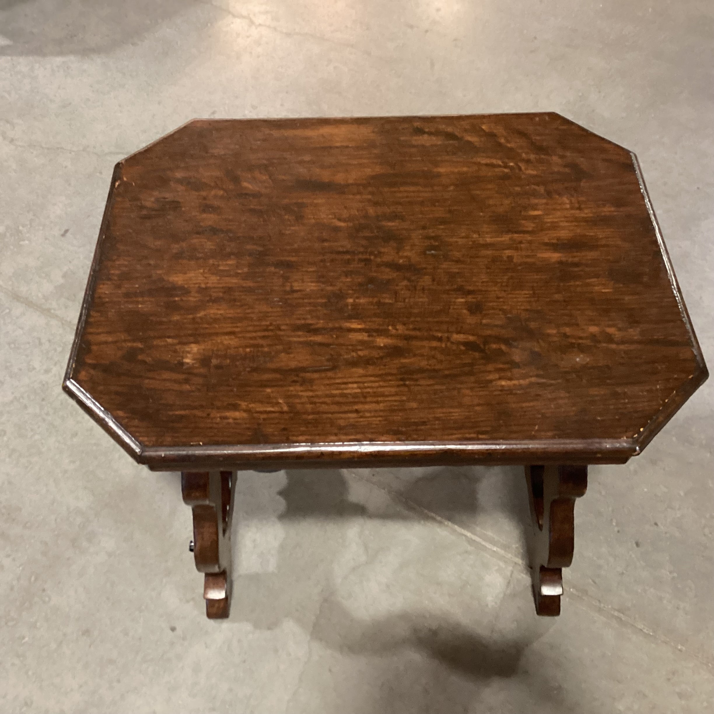 Collection Reproductions Dark Finish Carved Wood & Iron Stringer End Table 30"x 24"x 25.5"