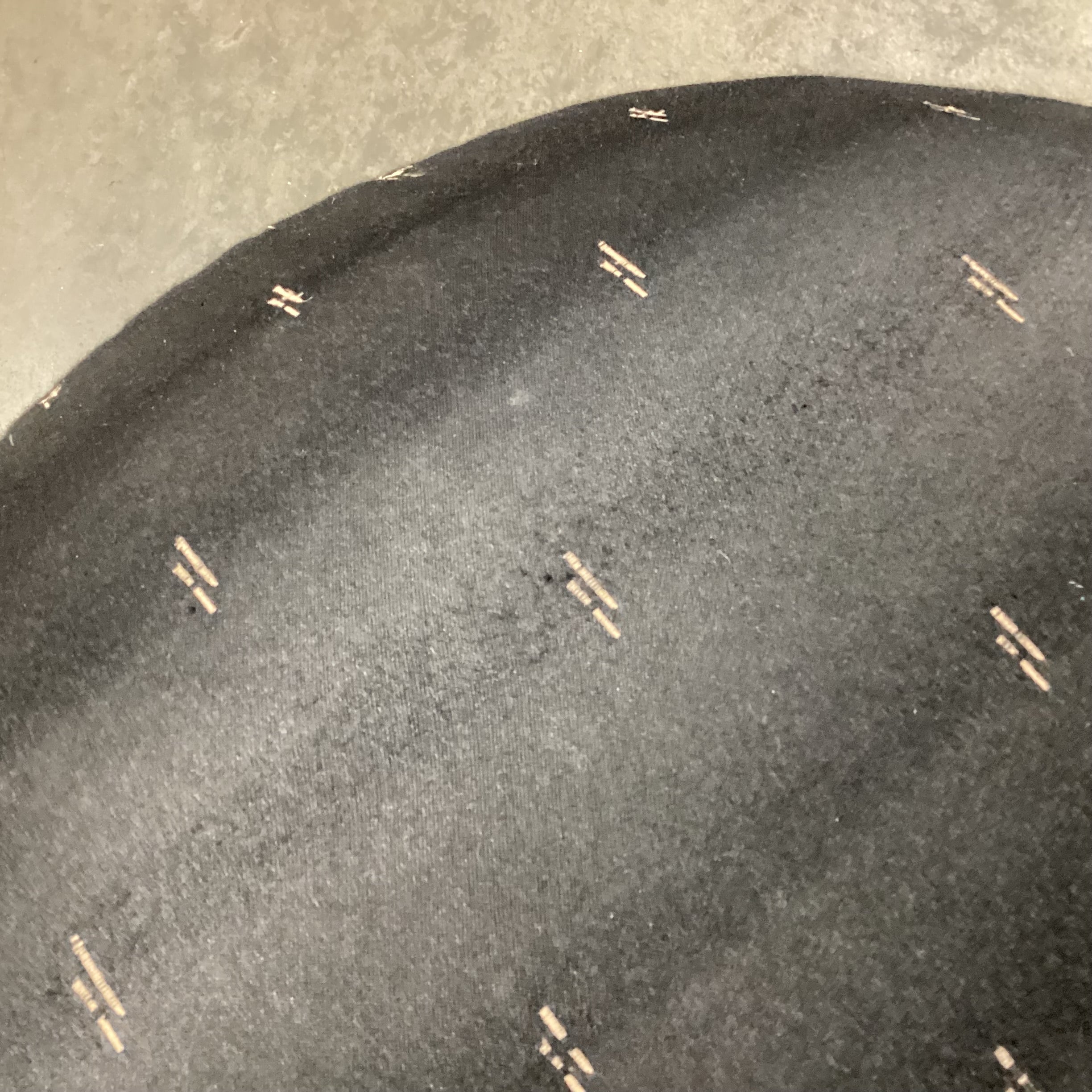 Black with Stitched Accent Pattern Round Ottoman 26" Diameter x 17"