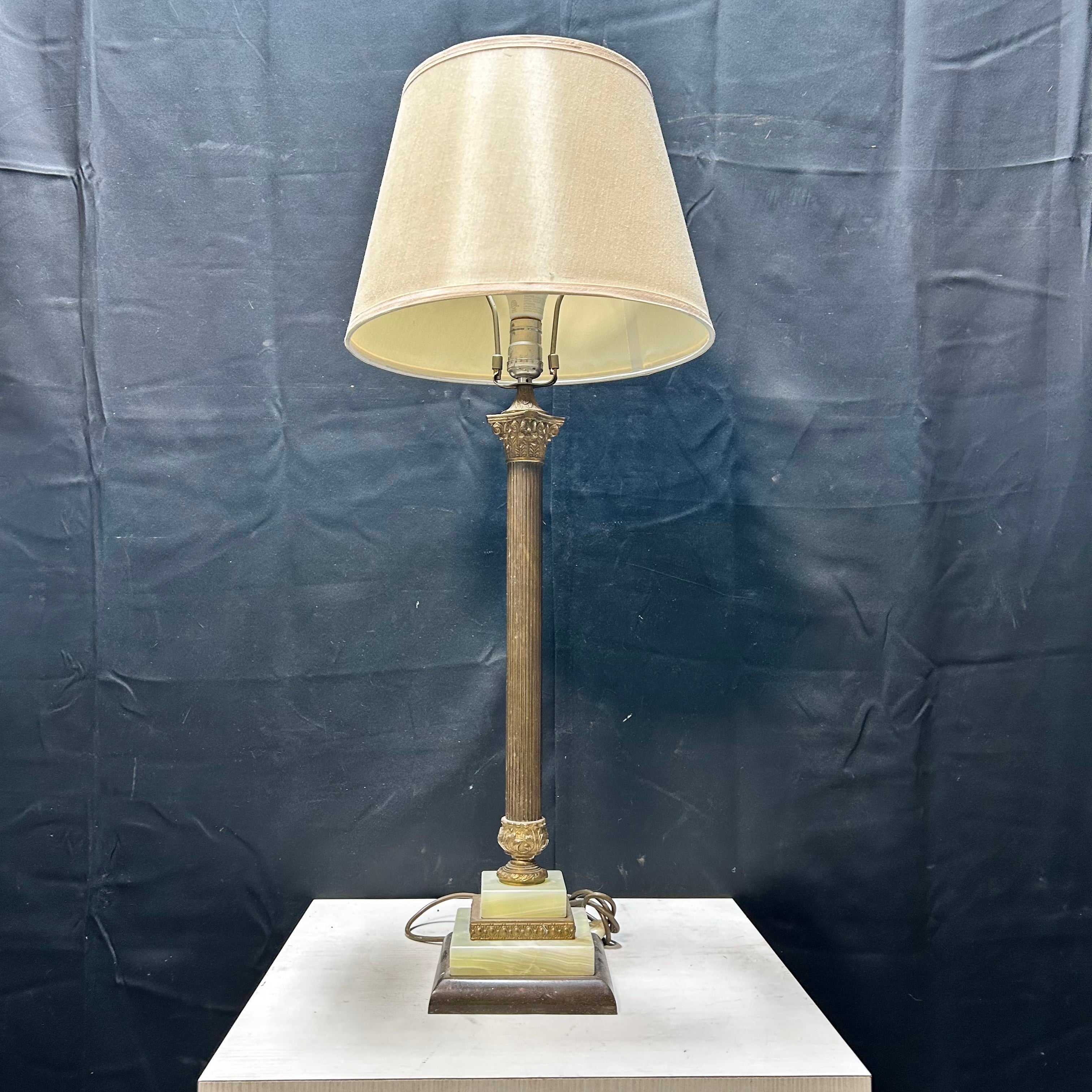 Corinthian Column Brass Table Lamp 14"x 36"