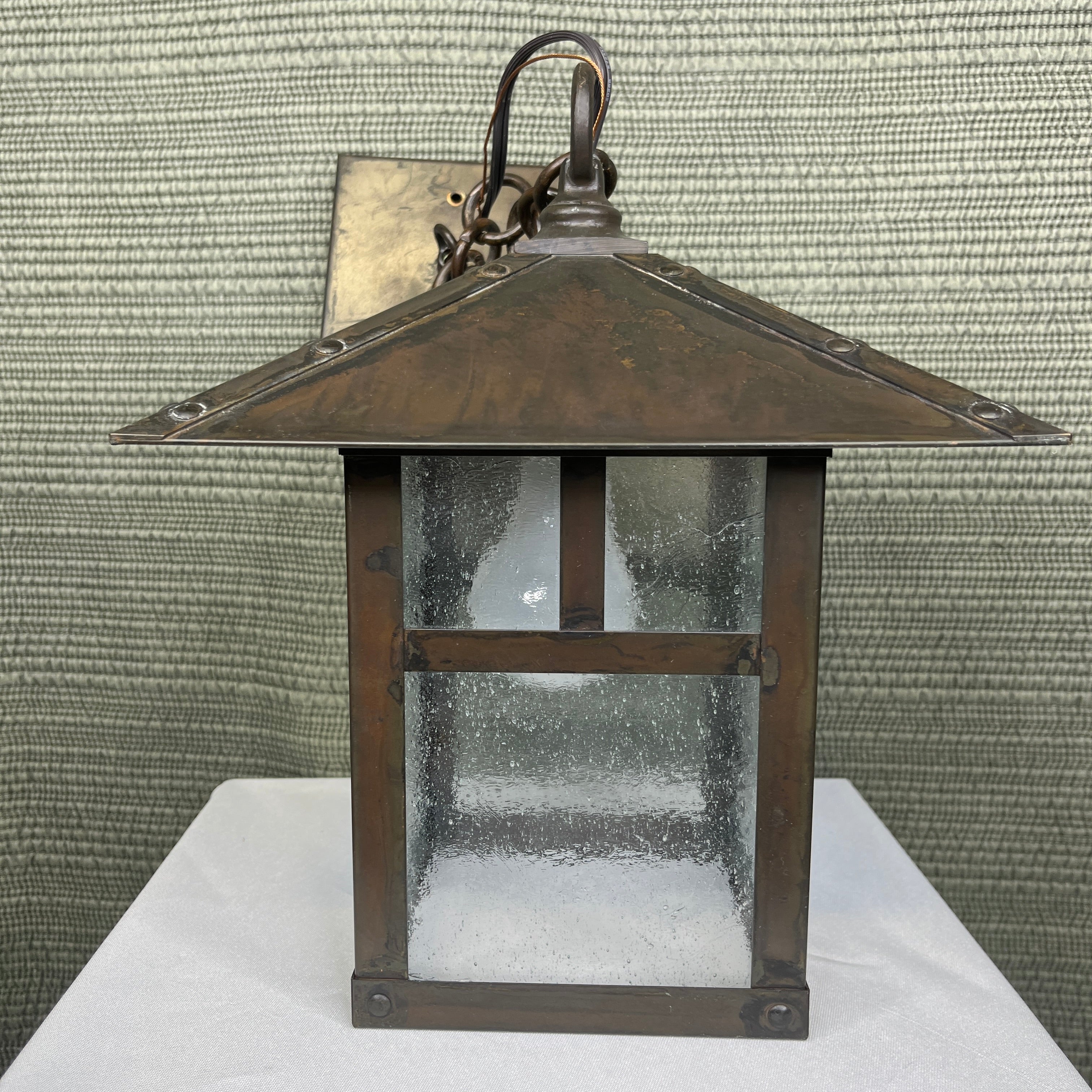 Arroyo Craftsman Evergreen 1-Light Bronze with Clear Seeded Glass Ceiling Pendant 9"x 9"x 7" - 19"