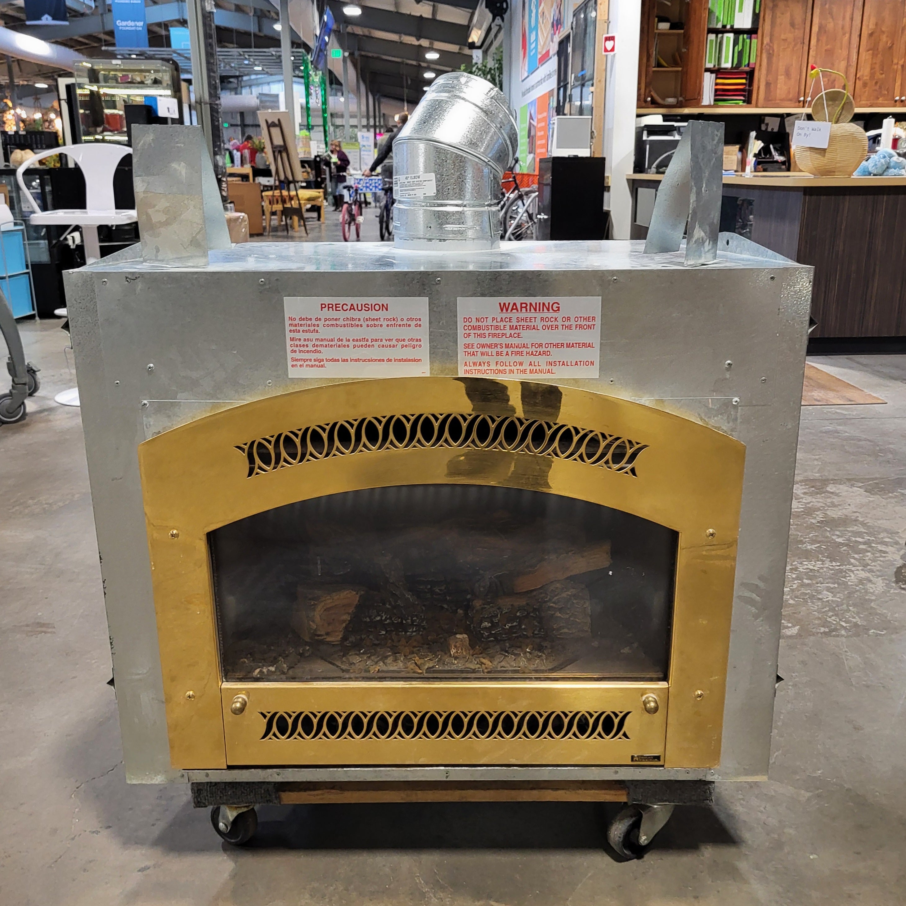 36"x 21"x 29.5" Gold Metal Gas FirePlace