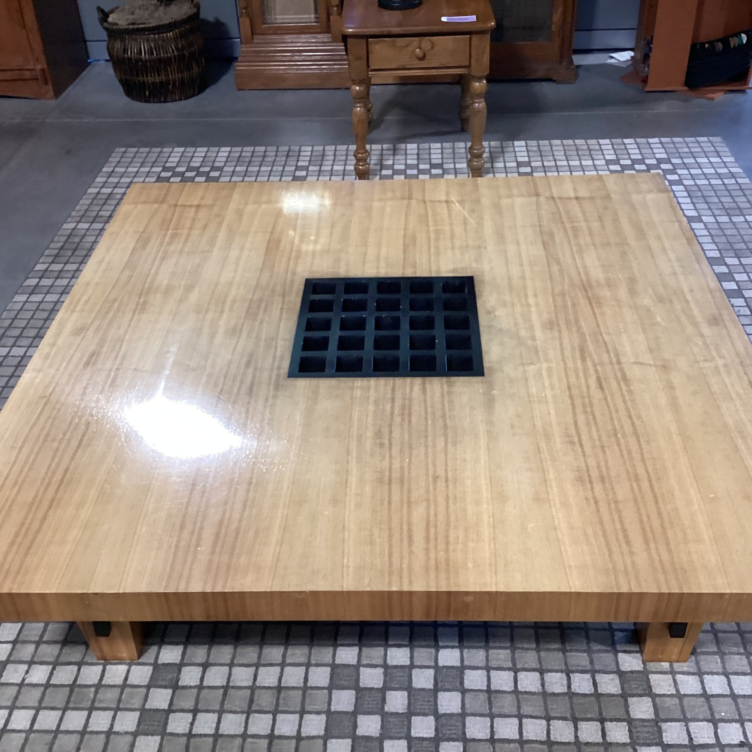 Berman Rosetti 2 Tone Finished Wood with Grid Center Zen Coffee Table 60"x 60"x 16"