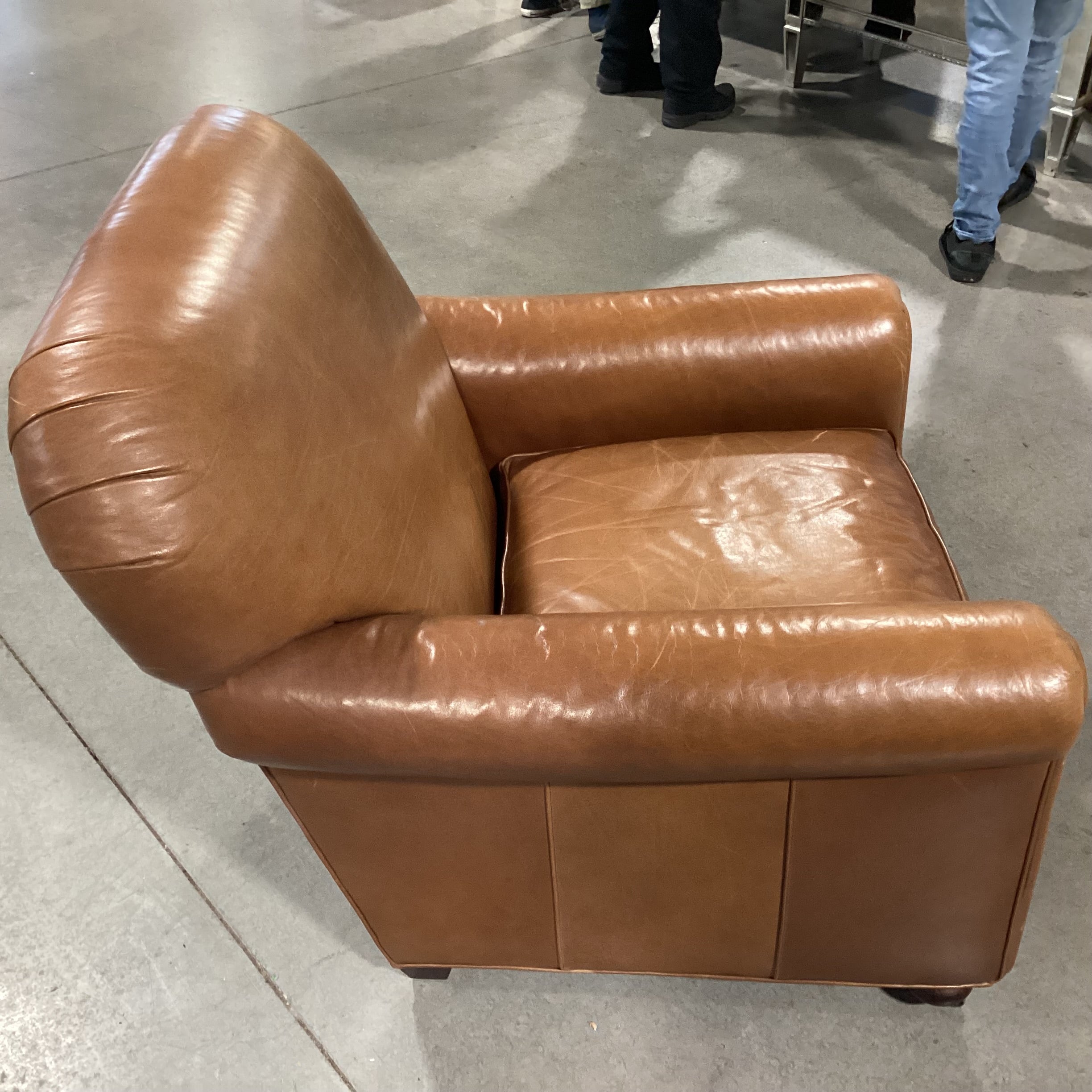 Lee Industries Leather with Front Casters Club Chair 36"x 38"x 35"