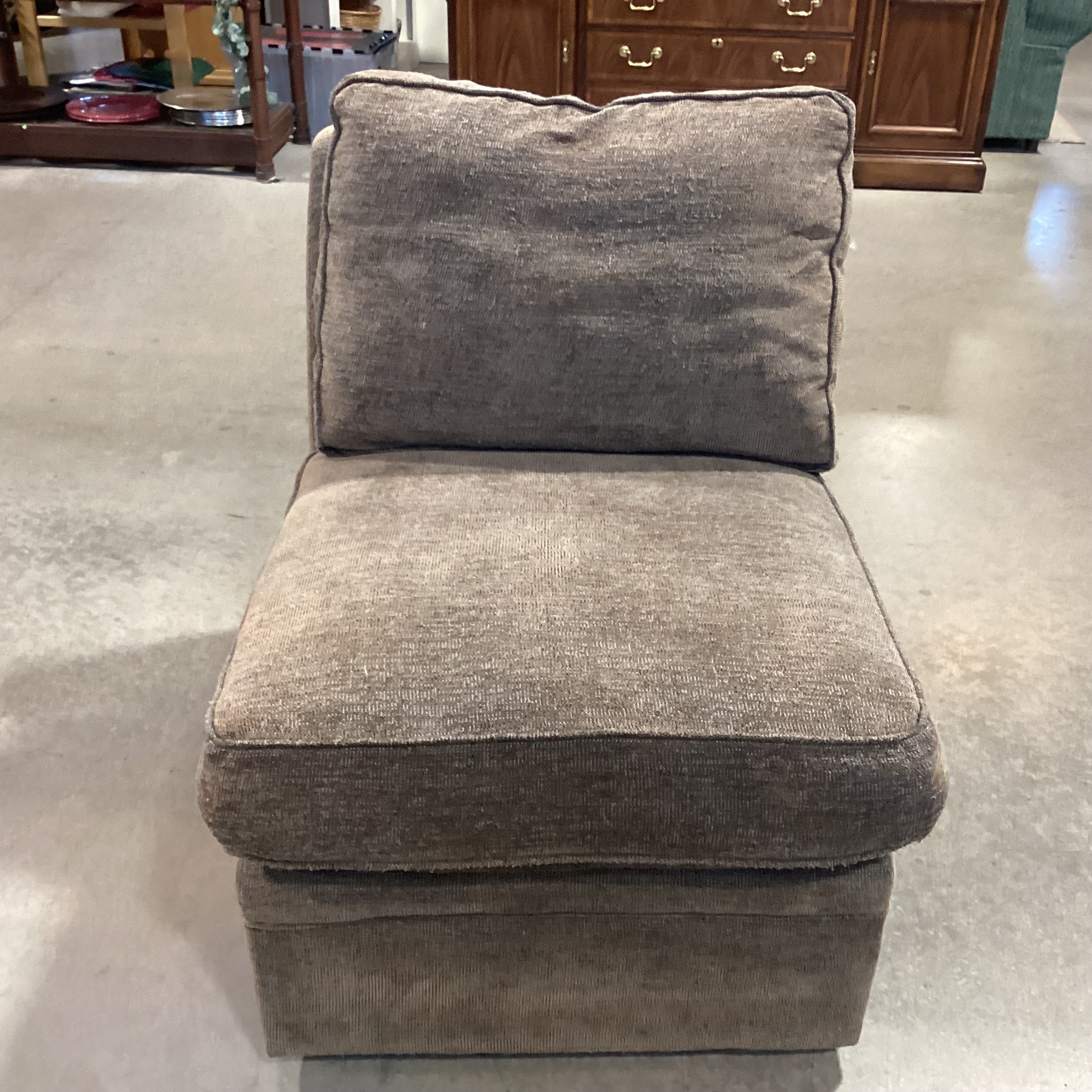 Rowe Furniture Taupe Grey Brown Woven Down Mix Slipper Chair 28"x 42"x 32"