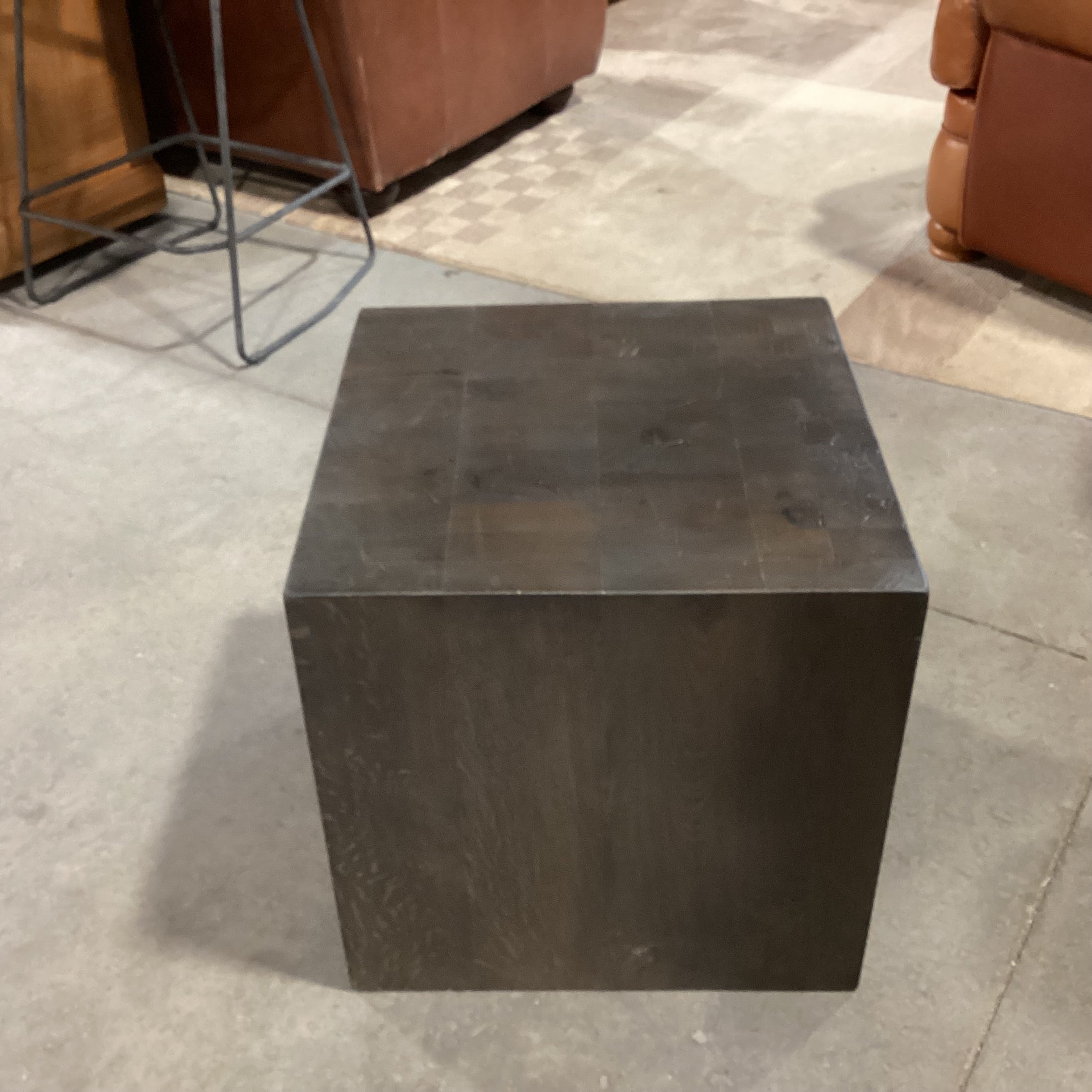 Restoration Hardware Reclaimed Solid Block Oak Accent Table 19"x 19"x 19"