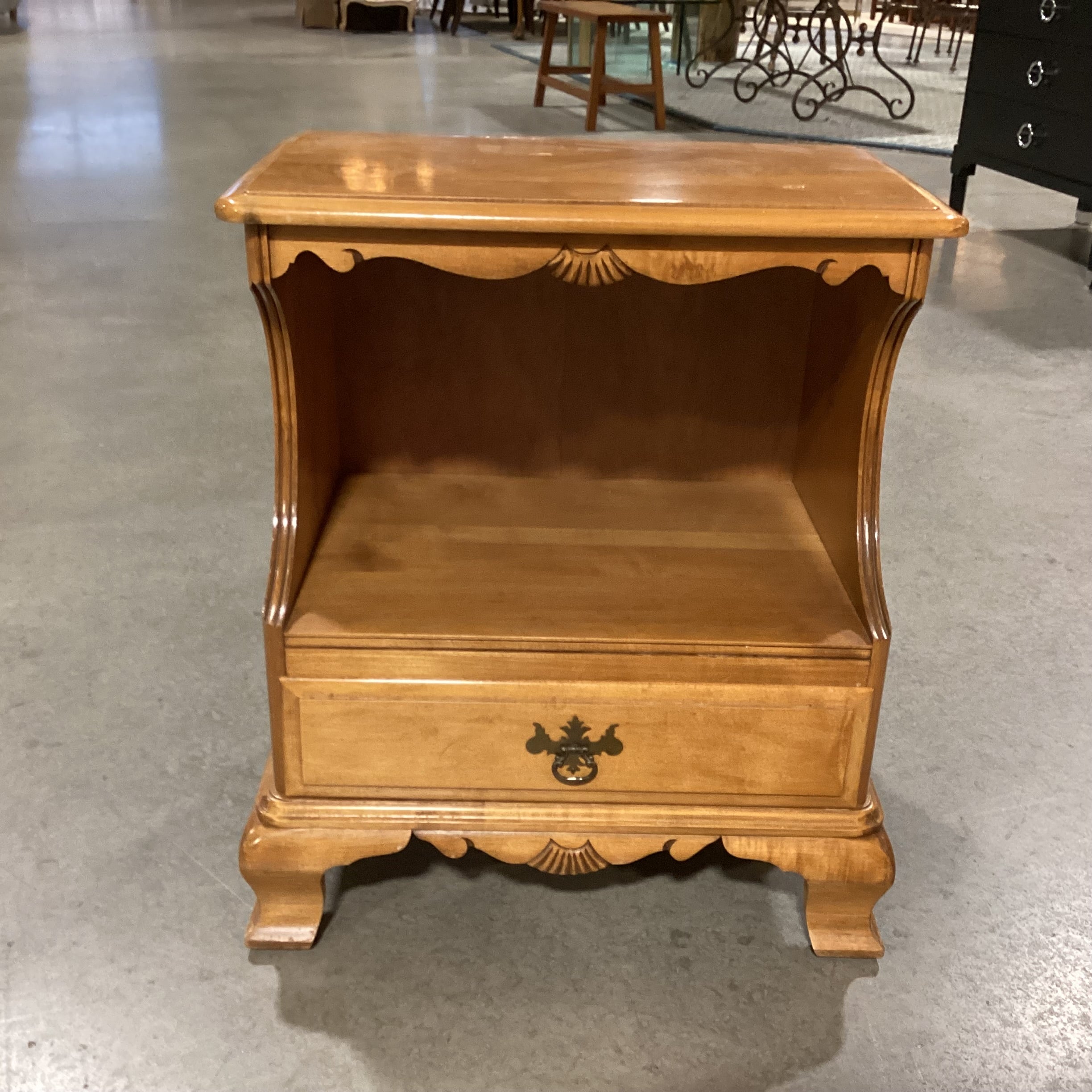 Vintage Kling Solid Hard Maple 1 Drawer with Cubby End Table 21.5"x 14"x 25"
