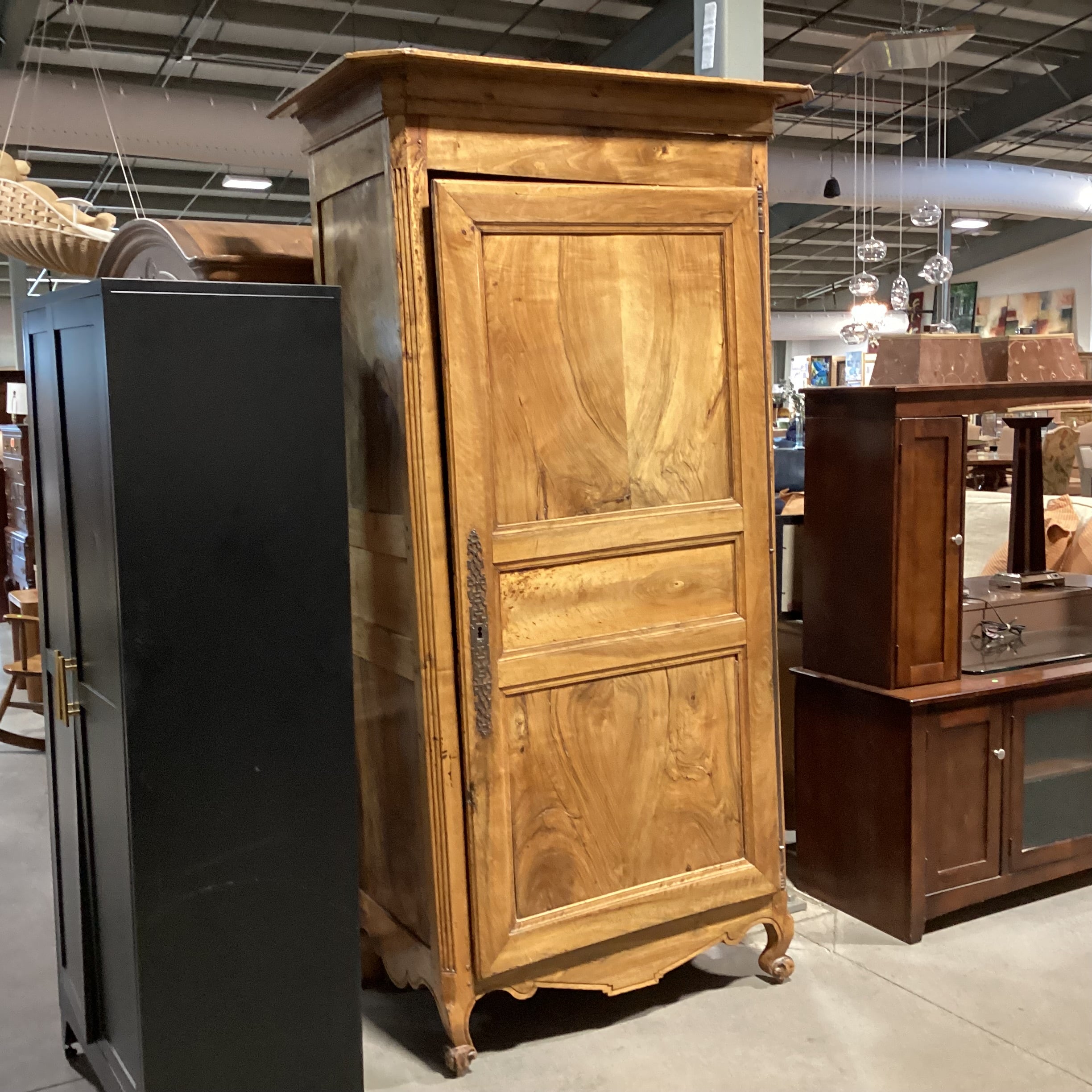 Antique Carved Wood 1 Door Armoire 48"x 29"x 90"