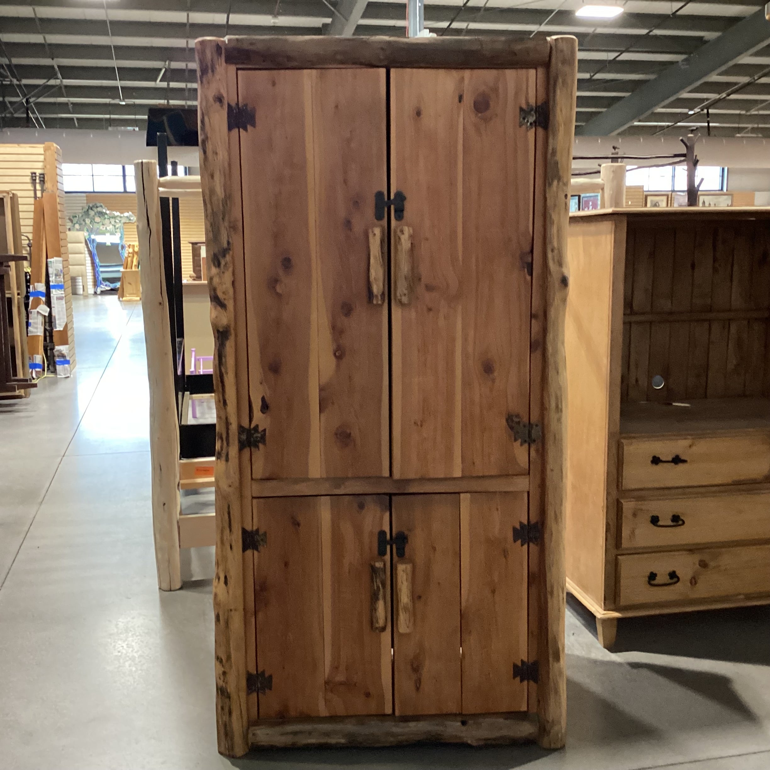 Log & Plank 4 Door Armoire 41"x 28"x 81"
