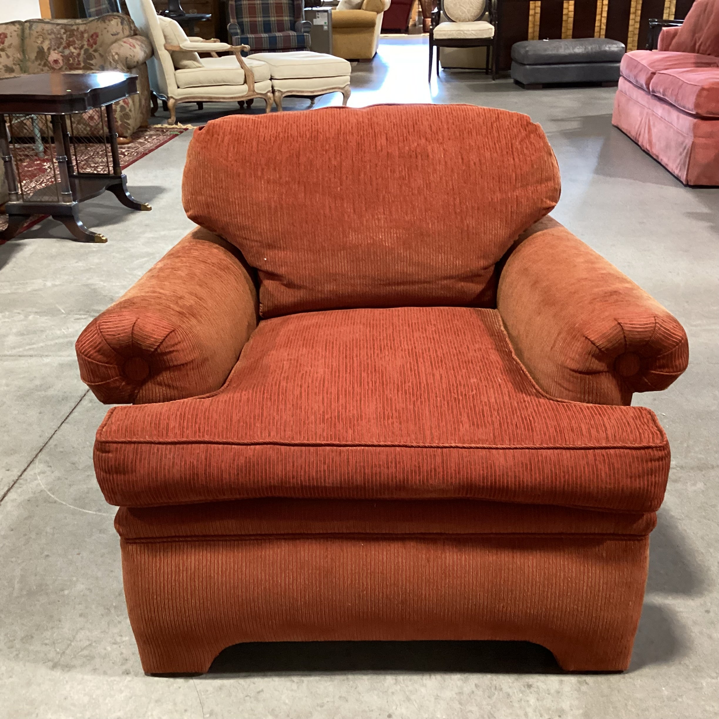 Red Orange Ribbed Textured Woven Down Mix Chair 37"x 39"x 30"