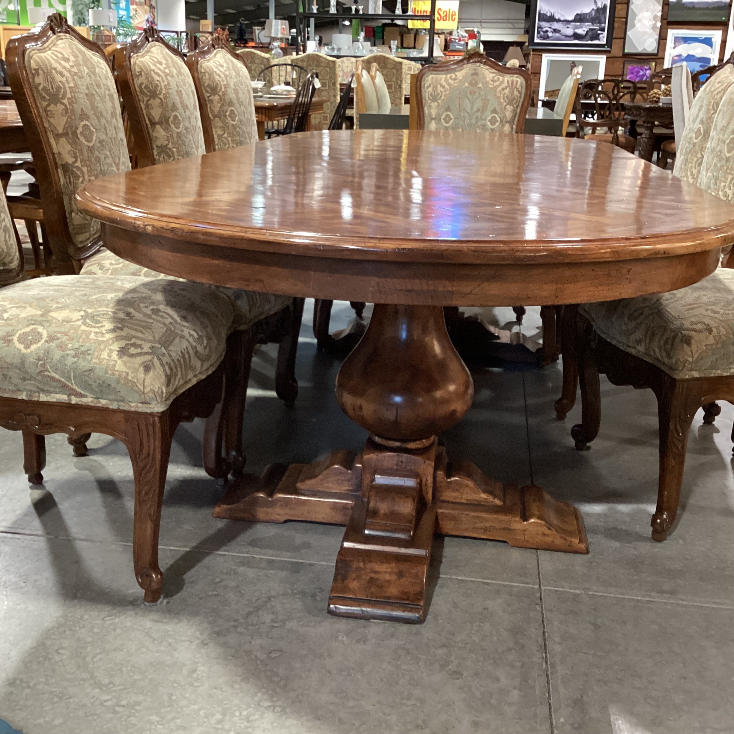 J Robert Scott Oval Lattice Inlay with Double Pedestal Table & 10 Chairs Dining Set 108"x 46"x 30"