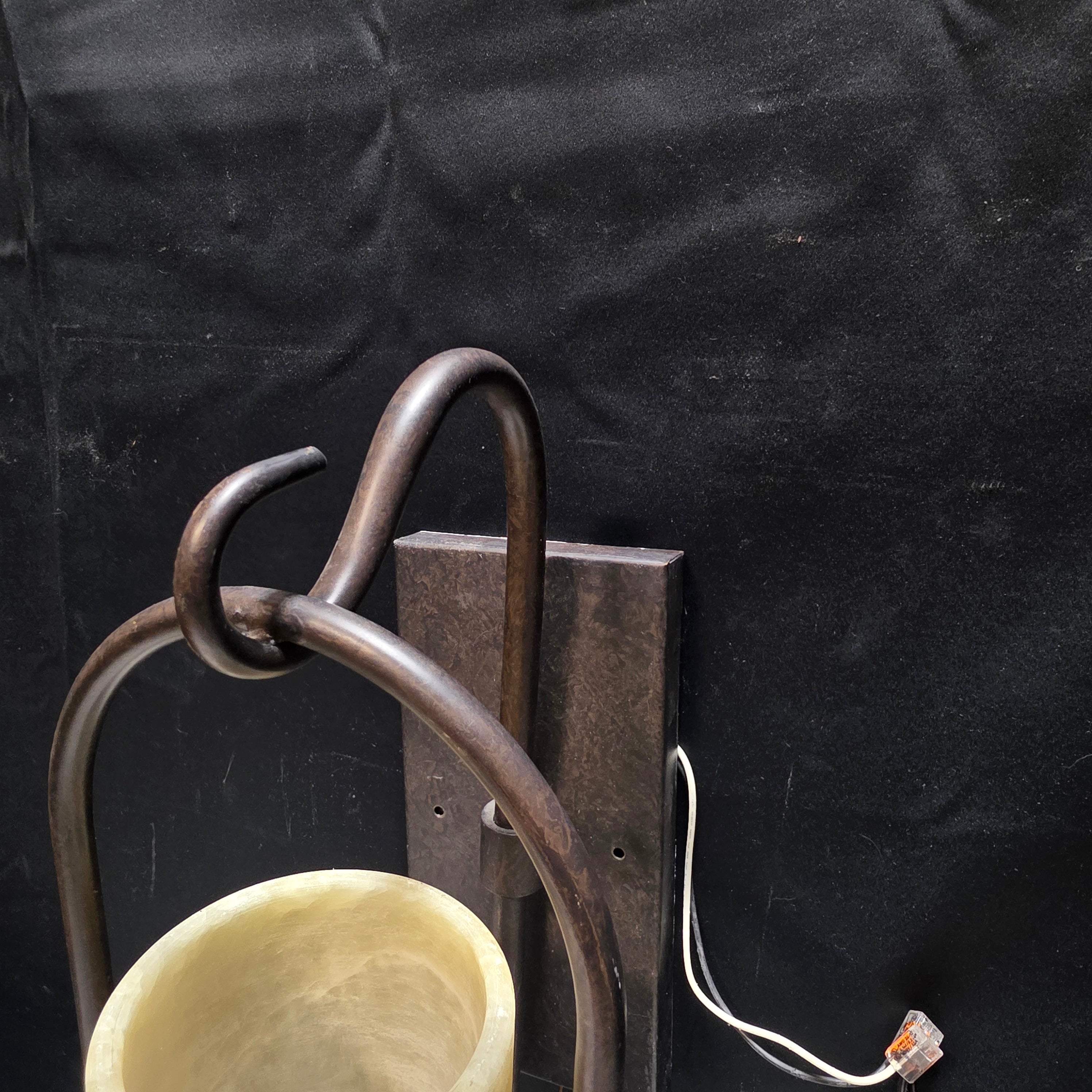 Indoor/Outdoor Alabaster Iron Work Sconce 9"x11"xx18.5"