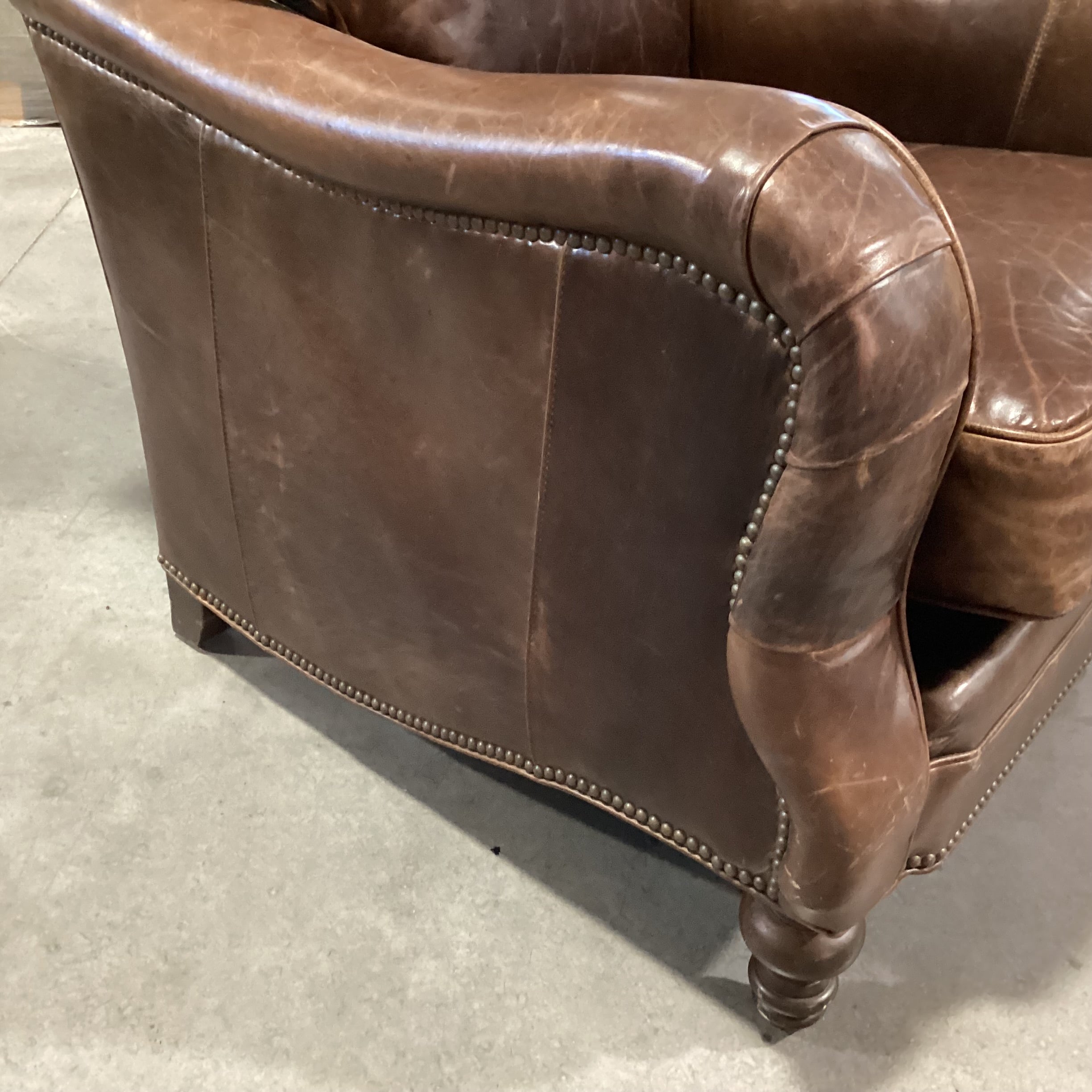 Distressed Leather Nailhead Club Chair 32"x 42"x 38"