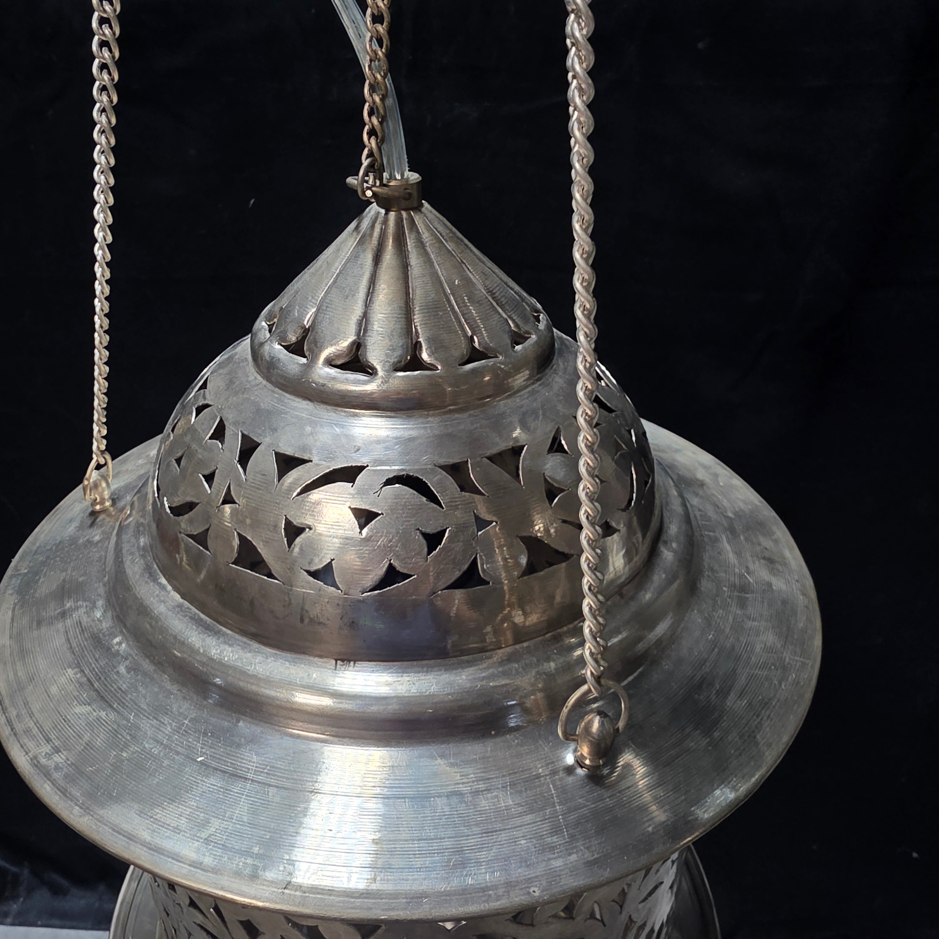 Brushed Metal Moroccan Style Hanging Pendant Light 13"Dx30"