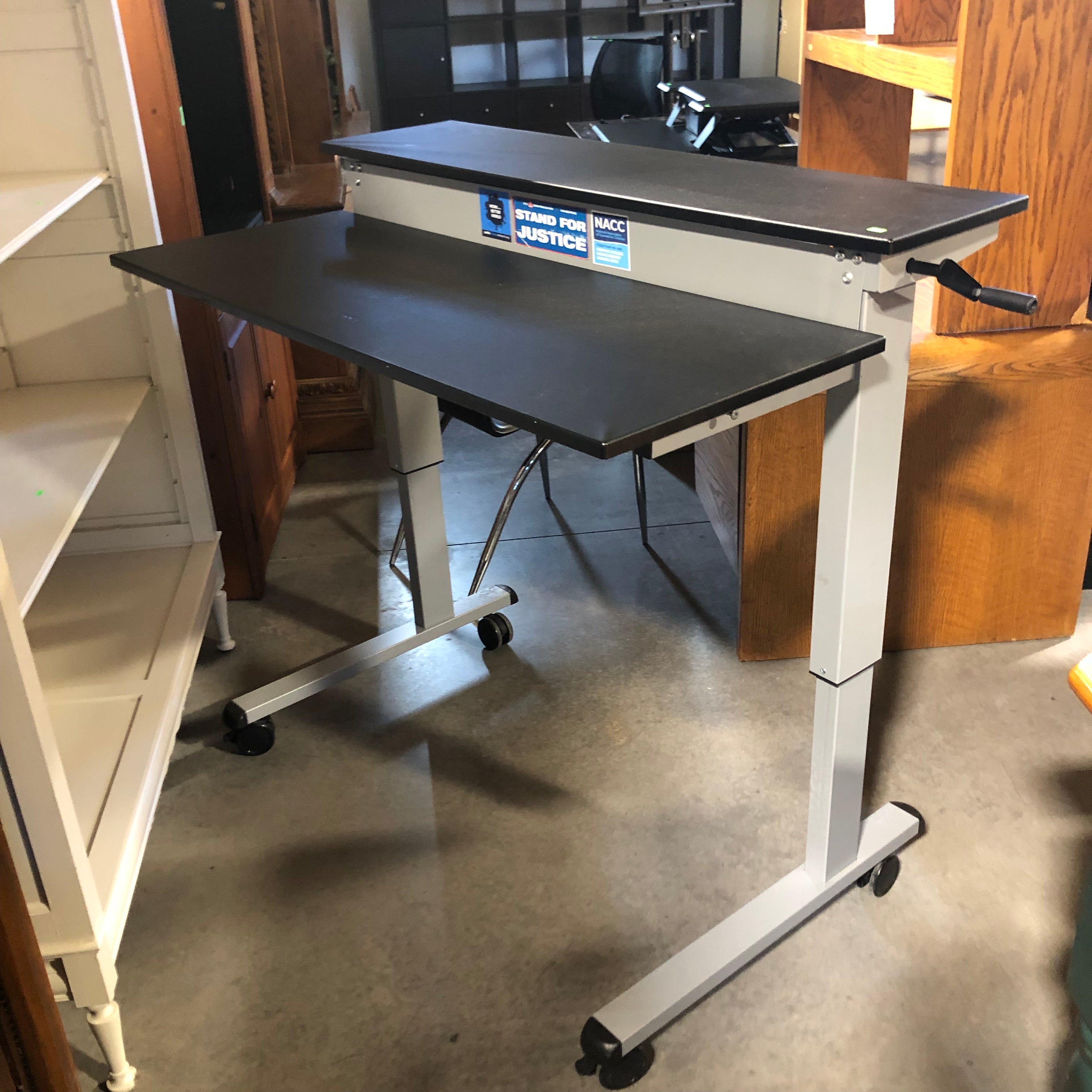 Black & Grey Metal Adjustable Desk 47.5"x 29"x 29.5"