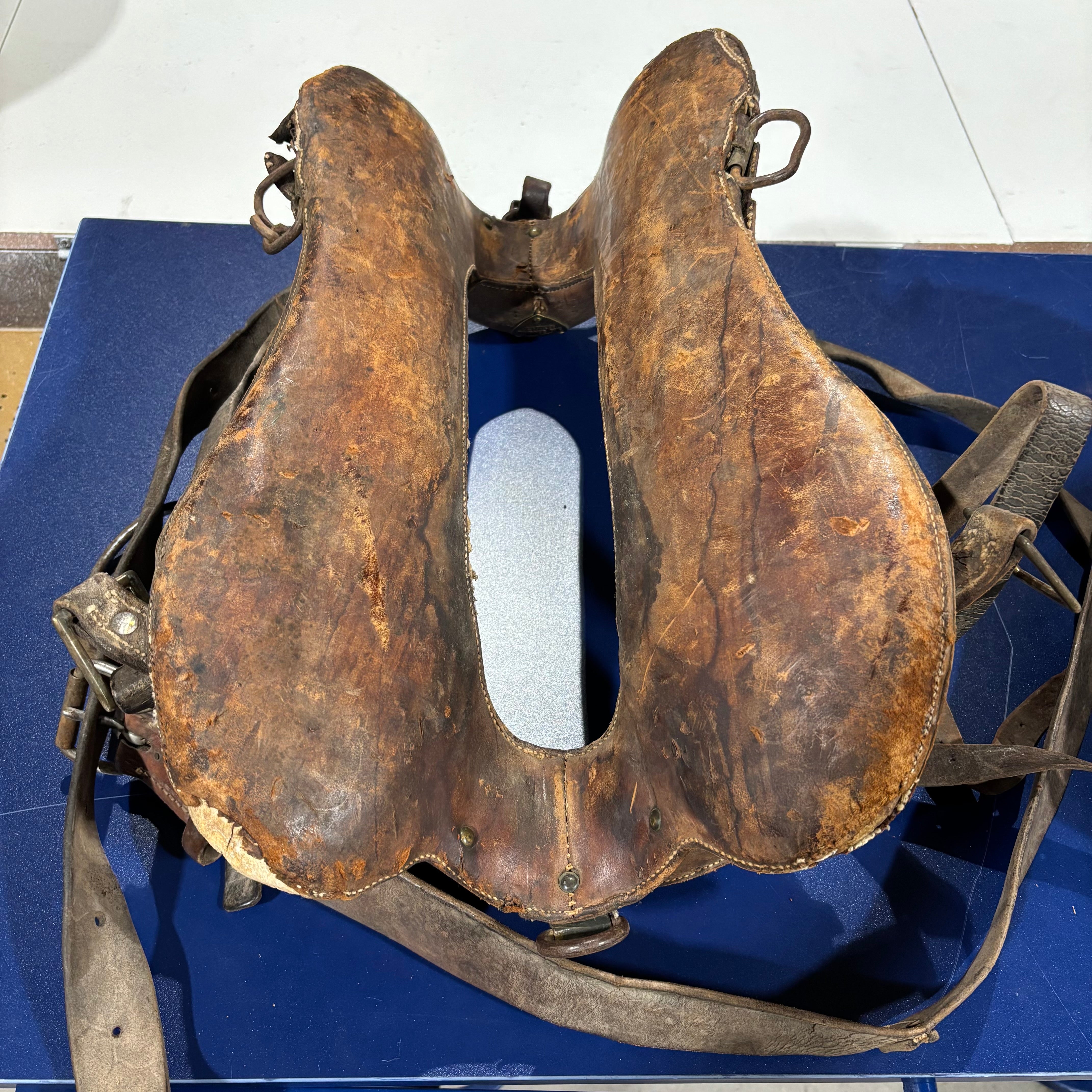 Antique WWI McClellan Saddle with Antique Wooden Saddle Stand or Pack Saddle