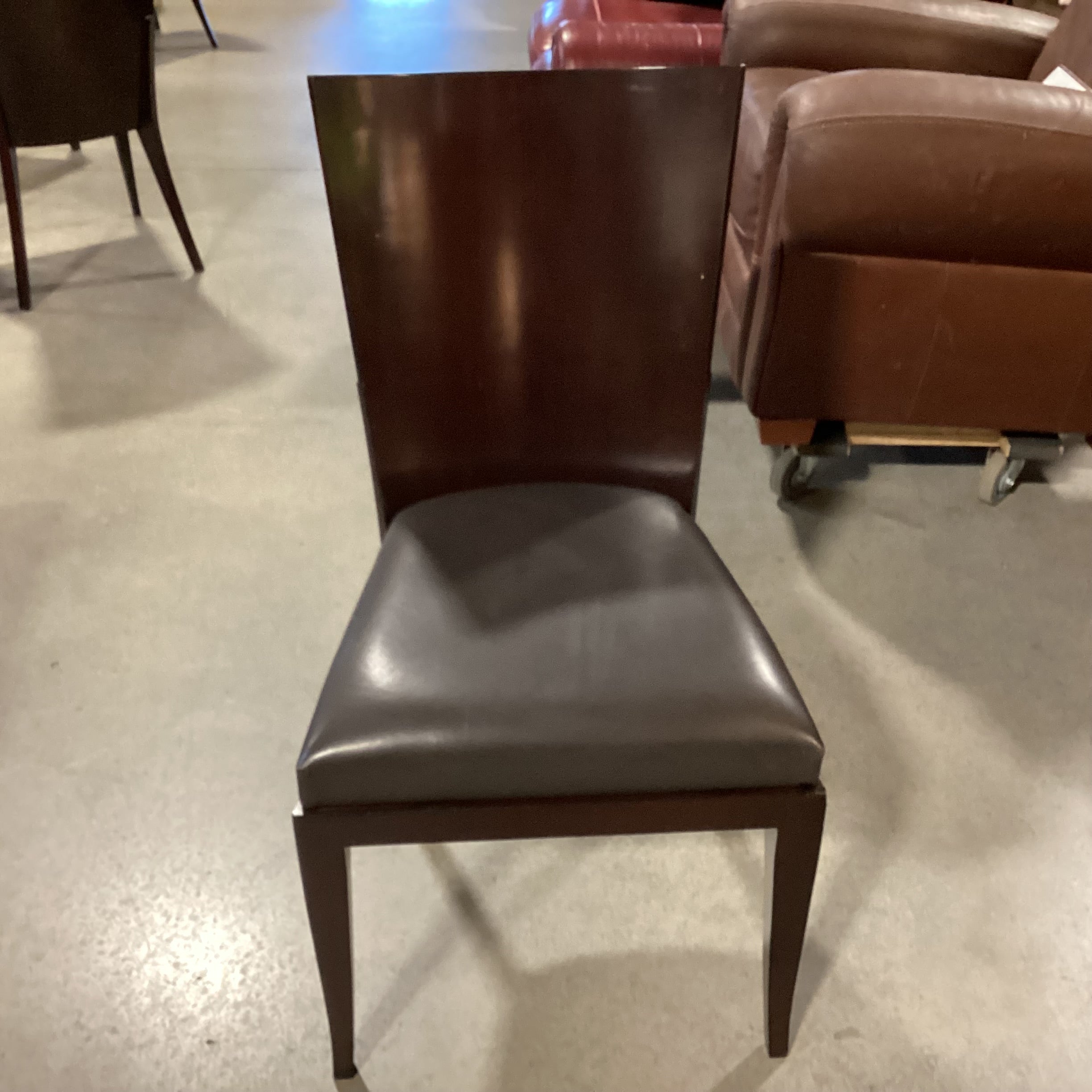 Faux Leather & Dark Wood Dining Chair 20"x 19"x 36.5"