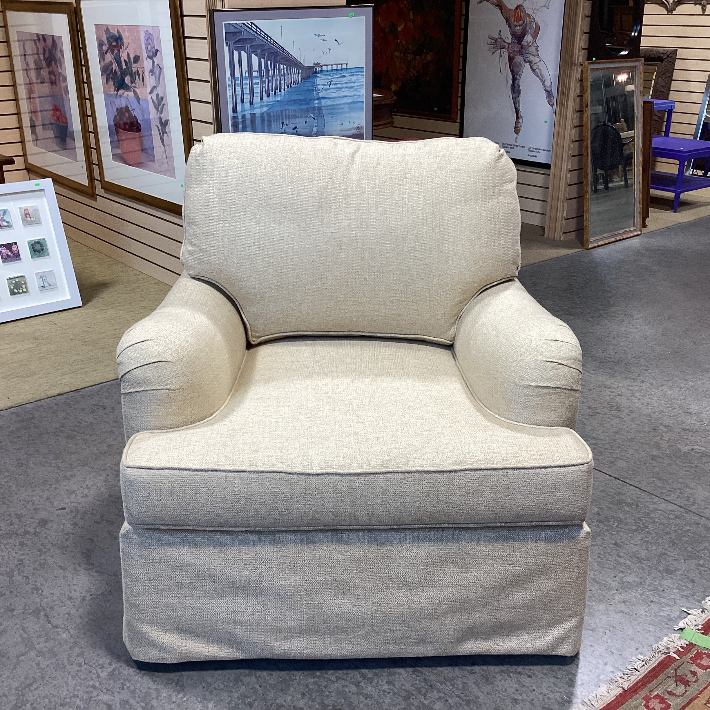 Custom Golden Cream Woven Chair 35"x 41"x 31"
