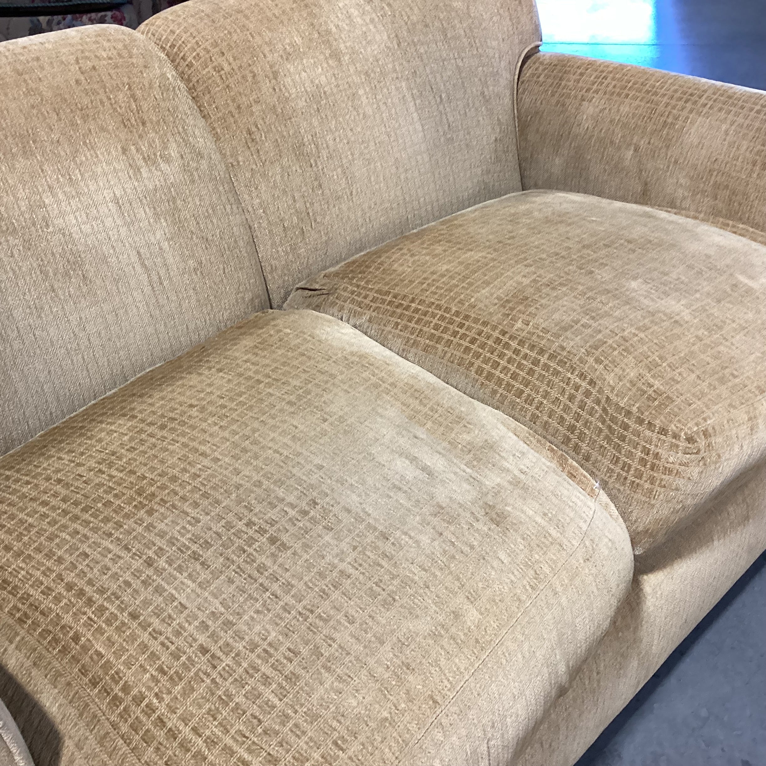 Golden Chenille Grid Woven & Down Mix Loveseat Sofa 67"x 40"x 30"