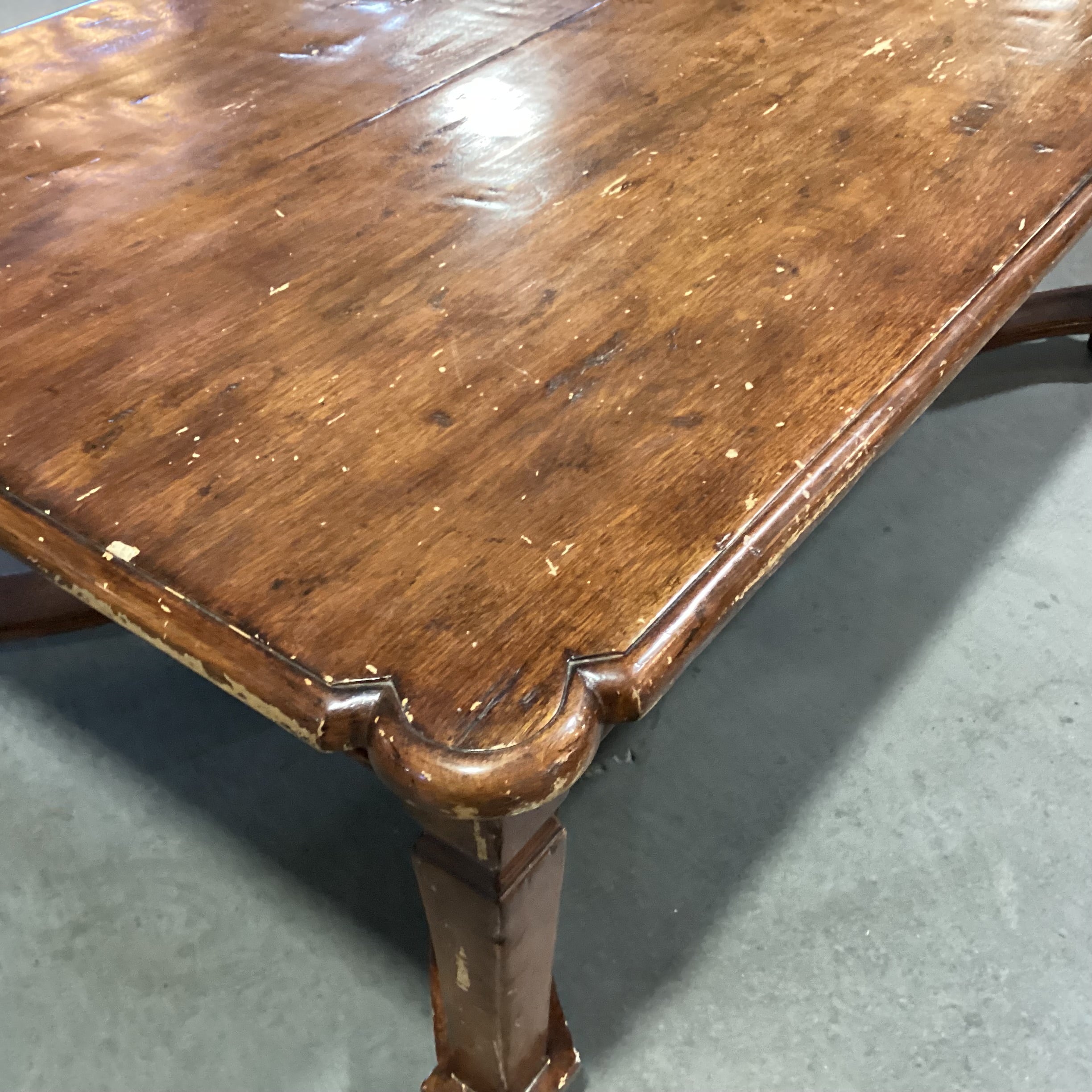 Distressed Finish Ornate Carved Edge & Trestle 2 Drawer Coffee Table 60"x 38"x 22"