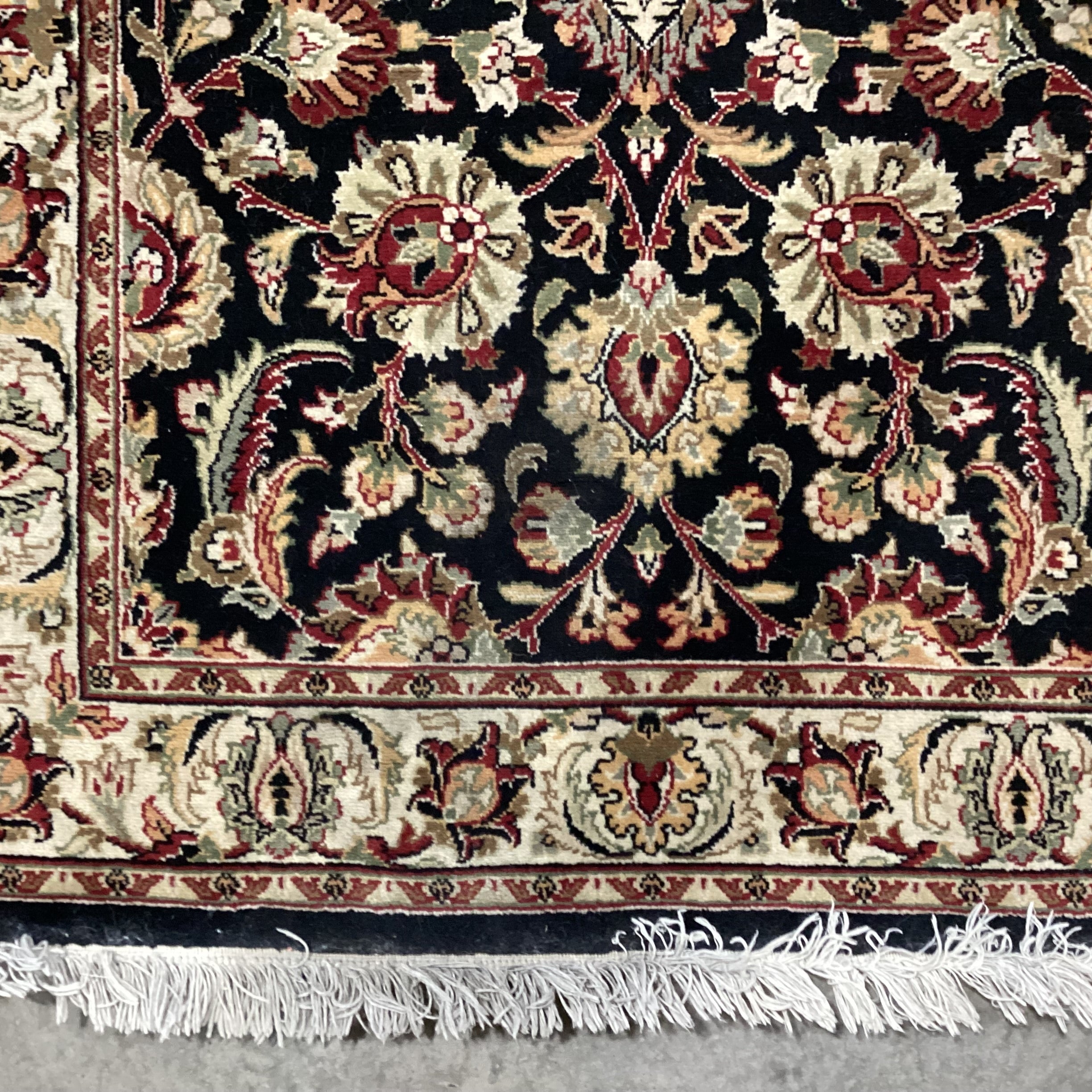 Ivory Black Red Handwoven Wool Runner Rug 2'7"x 11'