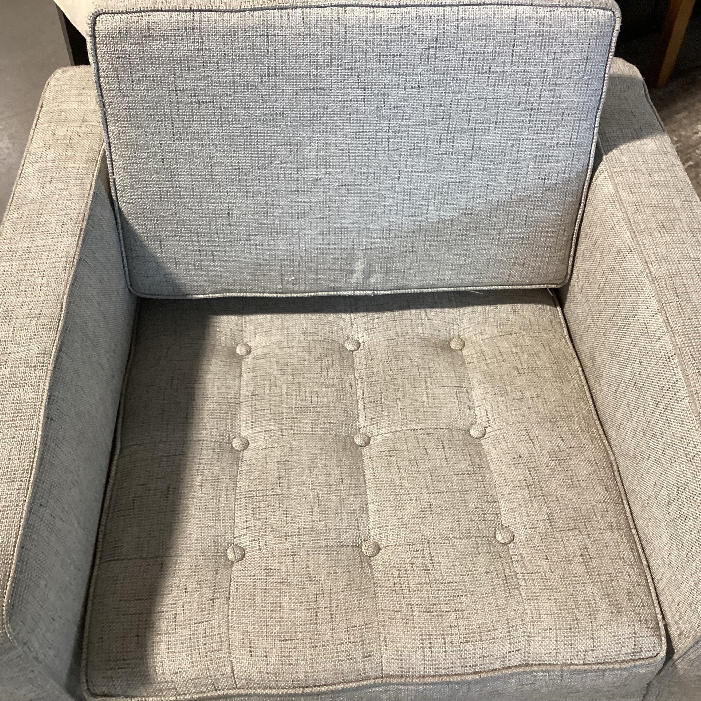 Modern Heathered Grey Woven Button Tufted & Chrome Chair 31"x 19"x 28.5"
