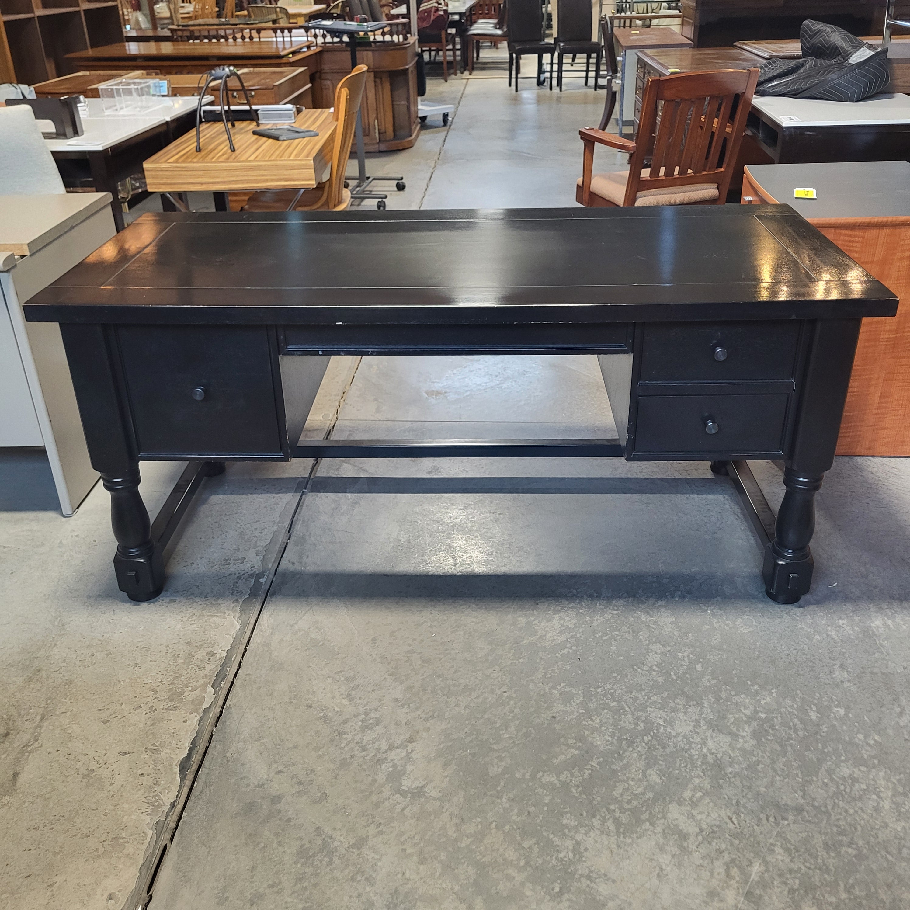 Black 4 Drawer Desk 68"x 30"x 30.5"