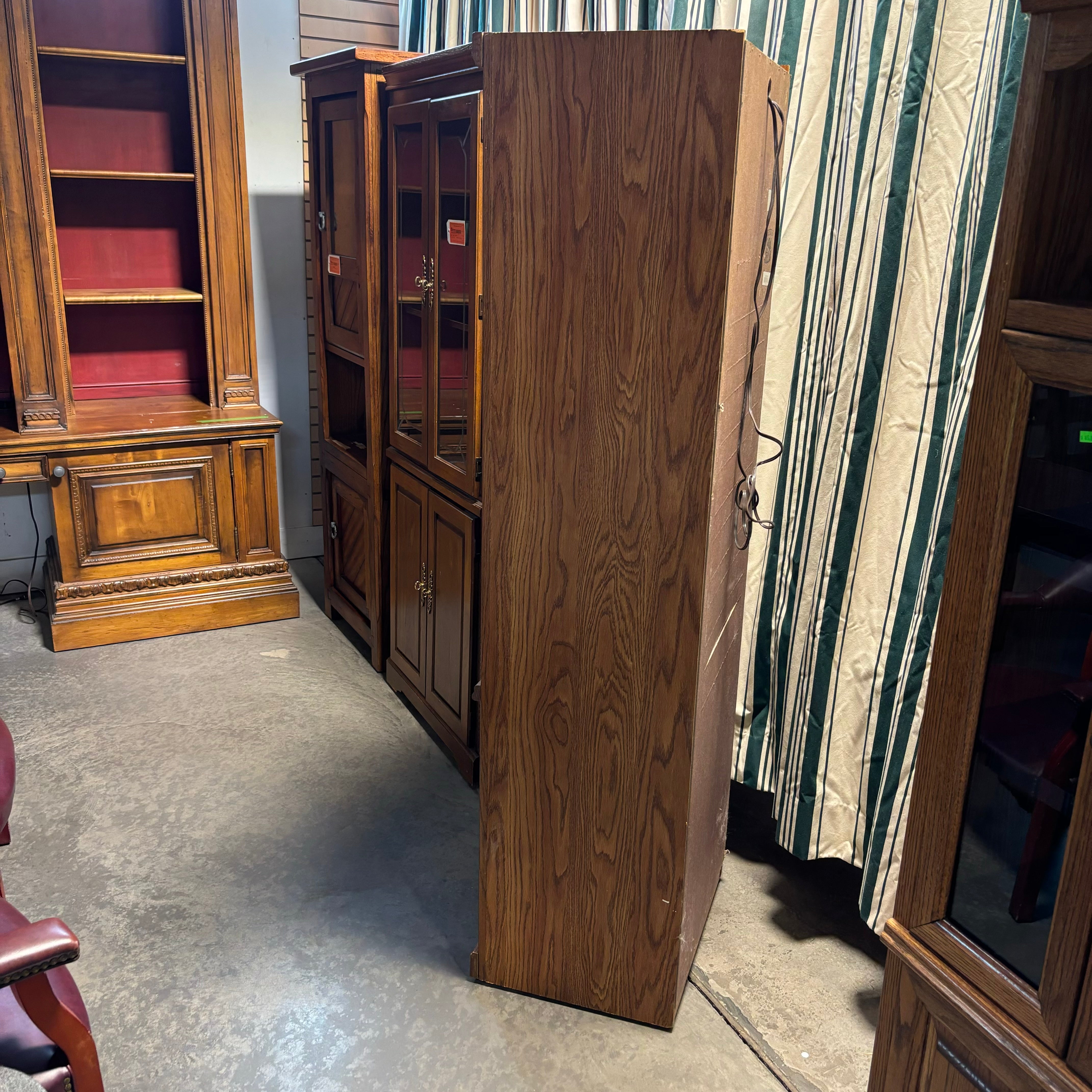 Dark Finish Solid Wood 4 Door with Brass Accents Display Bookcase 22"x 18"x 73"