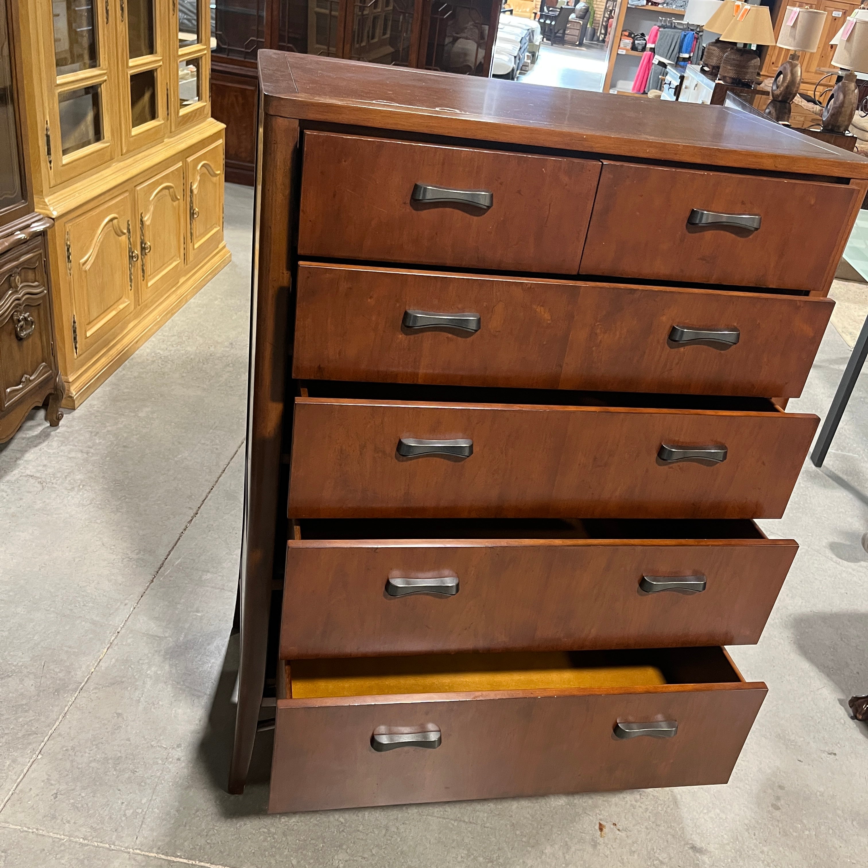 Brownstone 6-Drawer Dark Wood Finish Tall Boy Dresser 38"x 20"x 54"