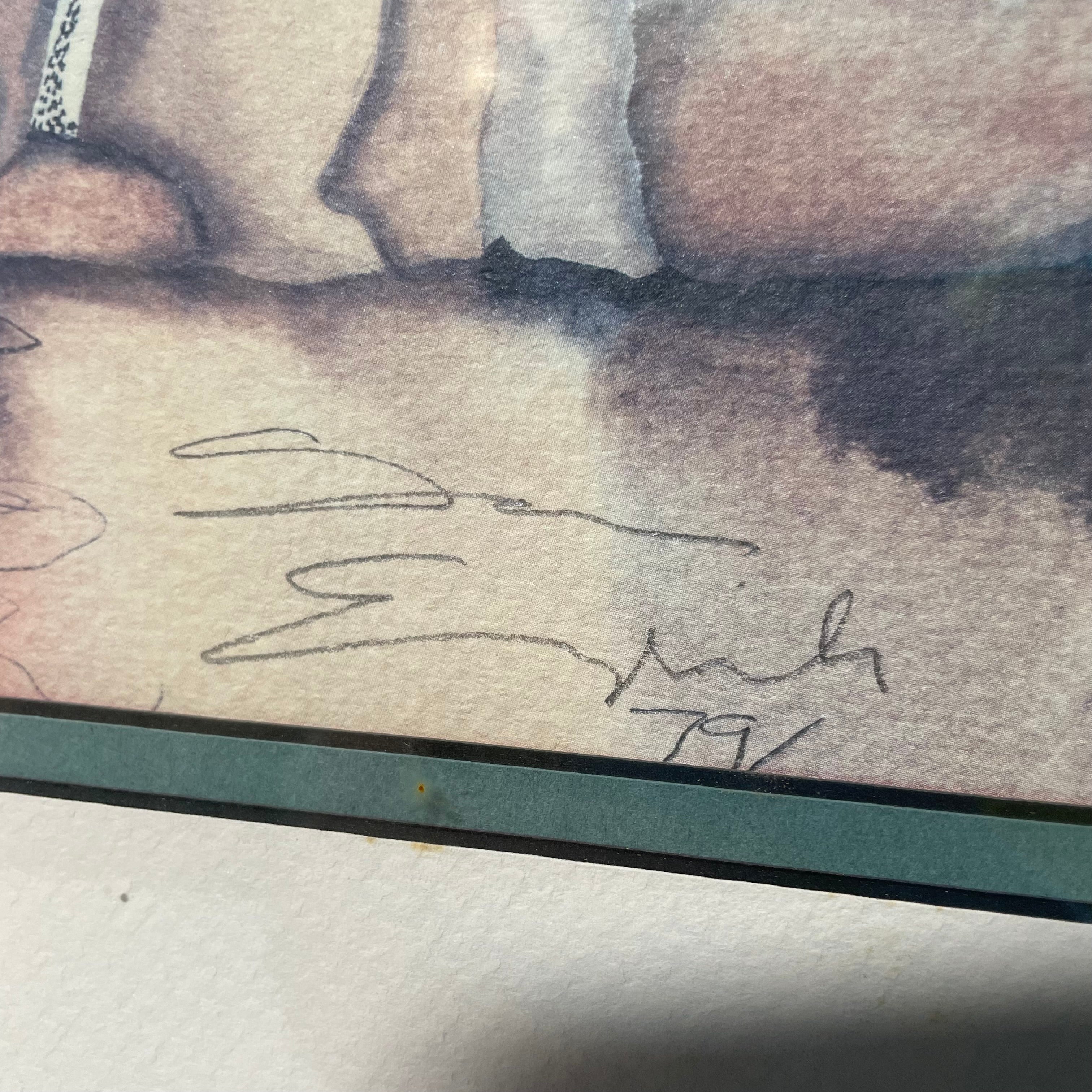 Sam English Signed/Dated "That Meeting" Print In Black Frame 37" x 29"