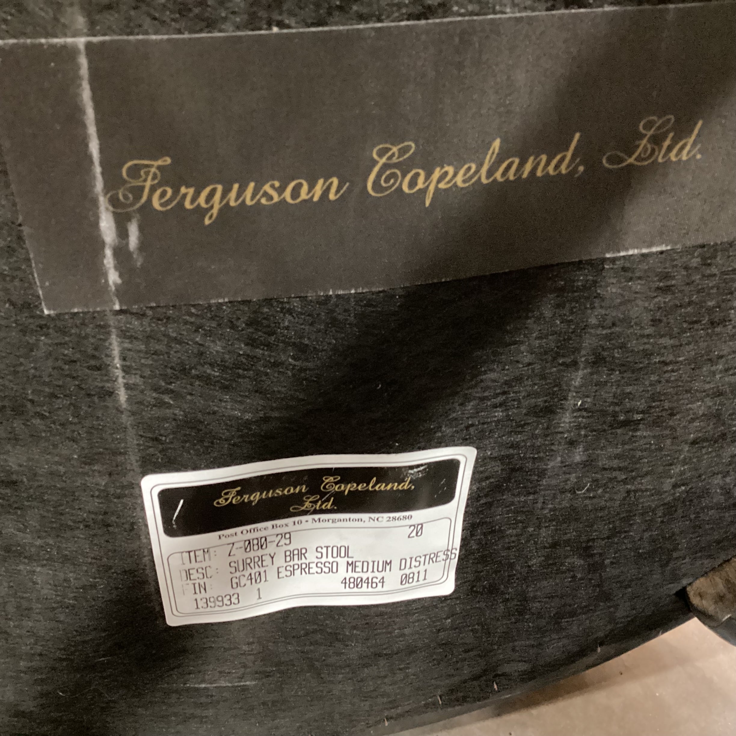 Ferguson Copeland Dark Distressed Carved Wood with Gold & Claret Upholstered Nailhead Swivel Barstool 31"