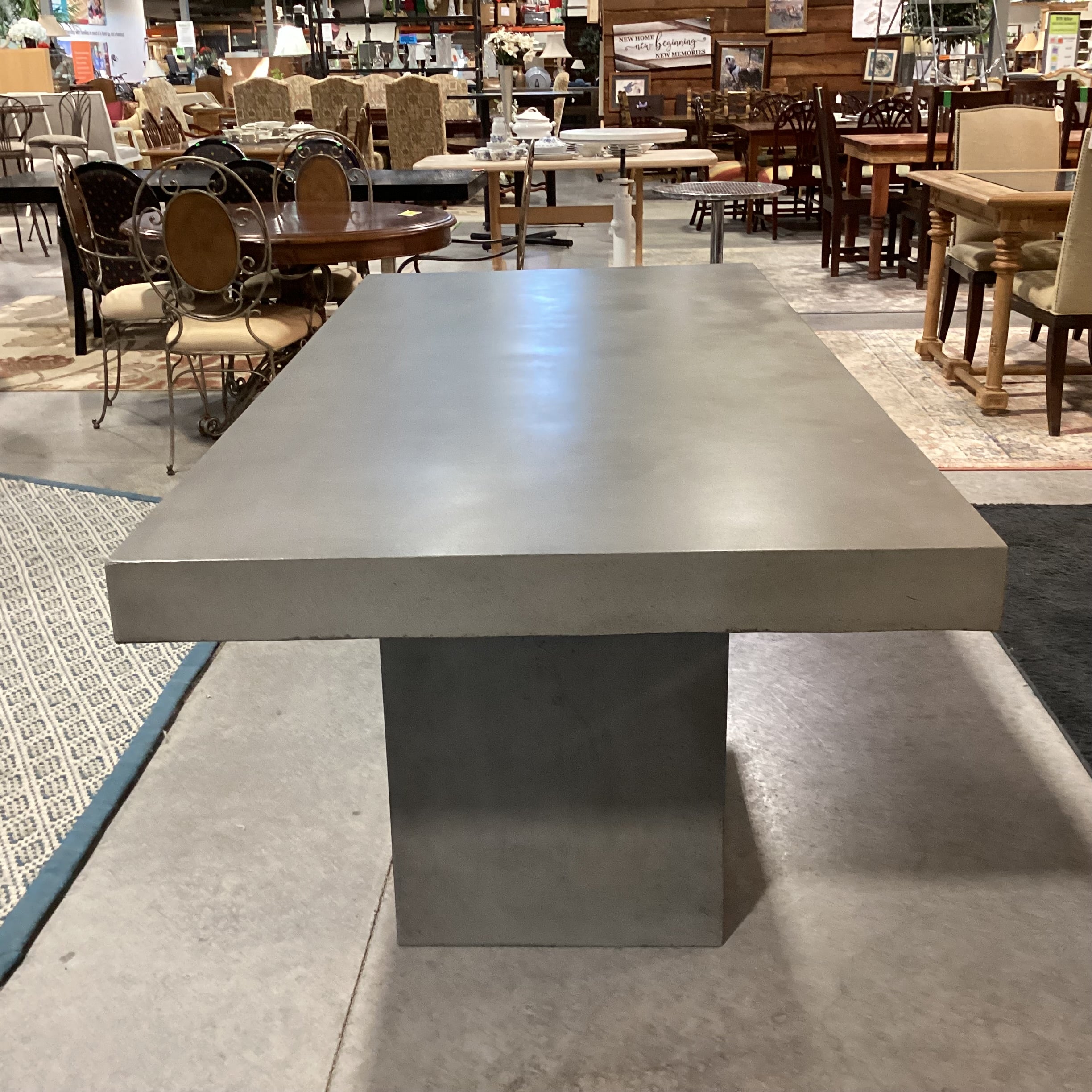 Concrete Double Pedestal Rectangle Dining Table 82.5"x 39.5"x 31"