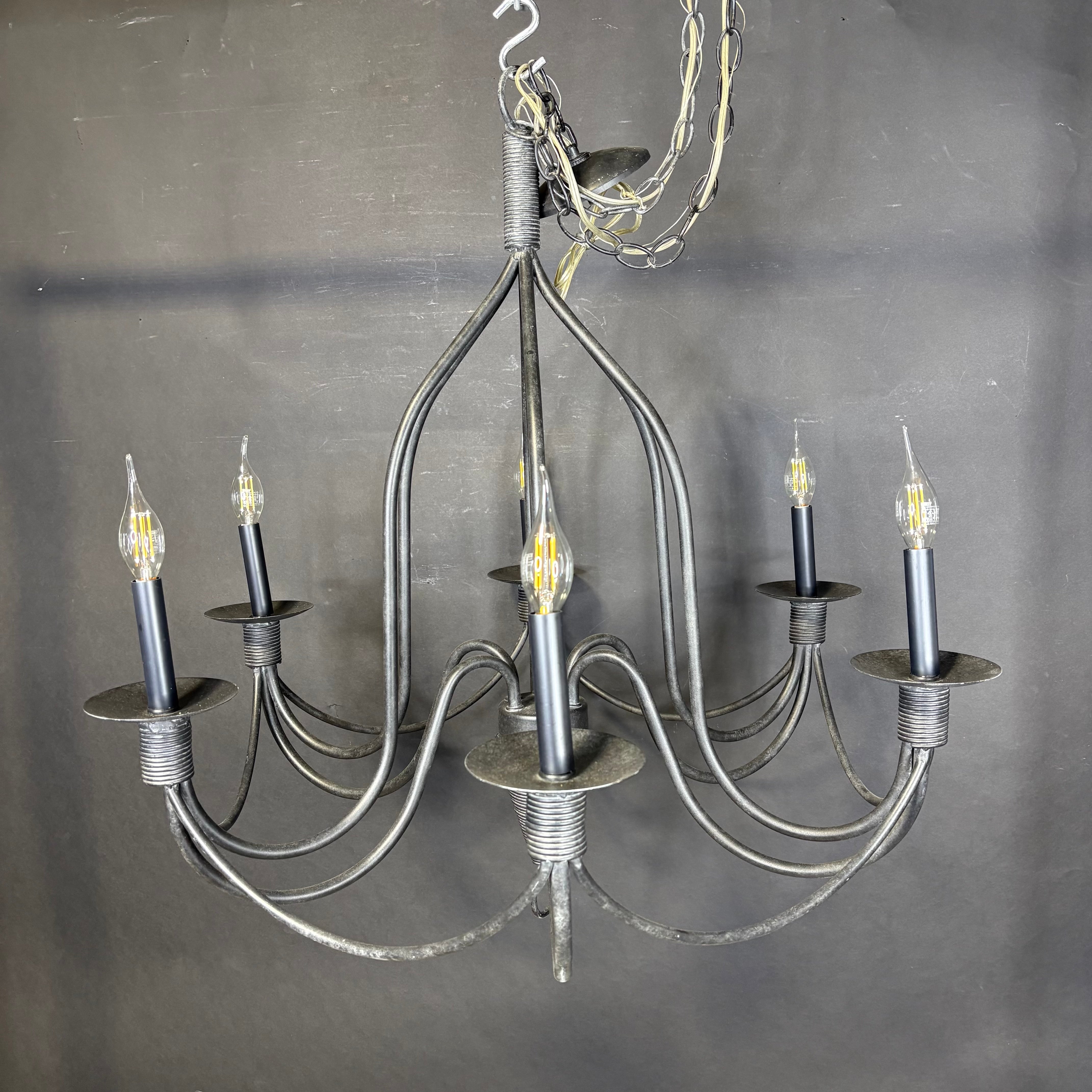 Nordic 6-Light Black Painted Bell Chandelier 33” Diameter x 33” - 160”